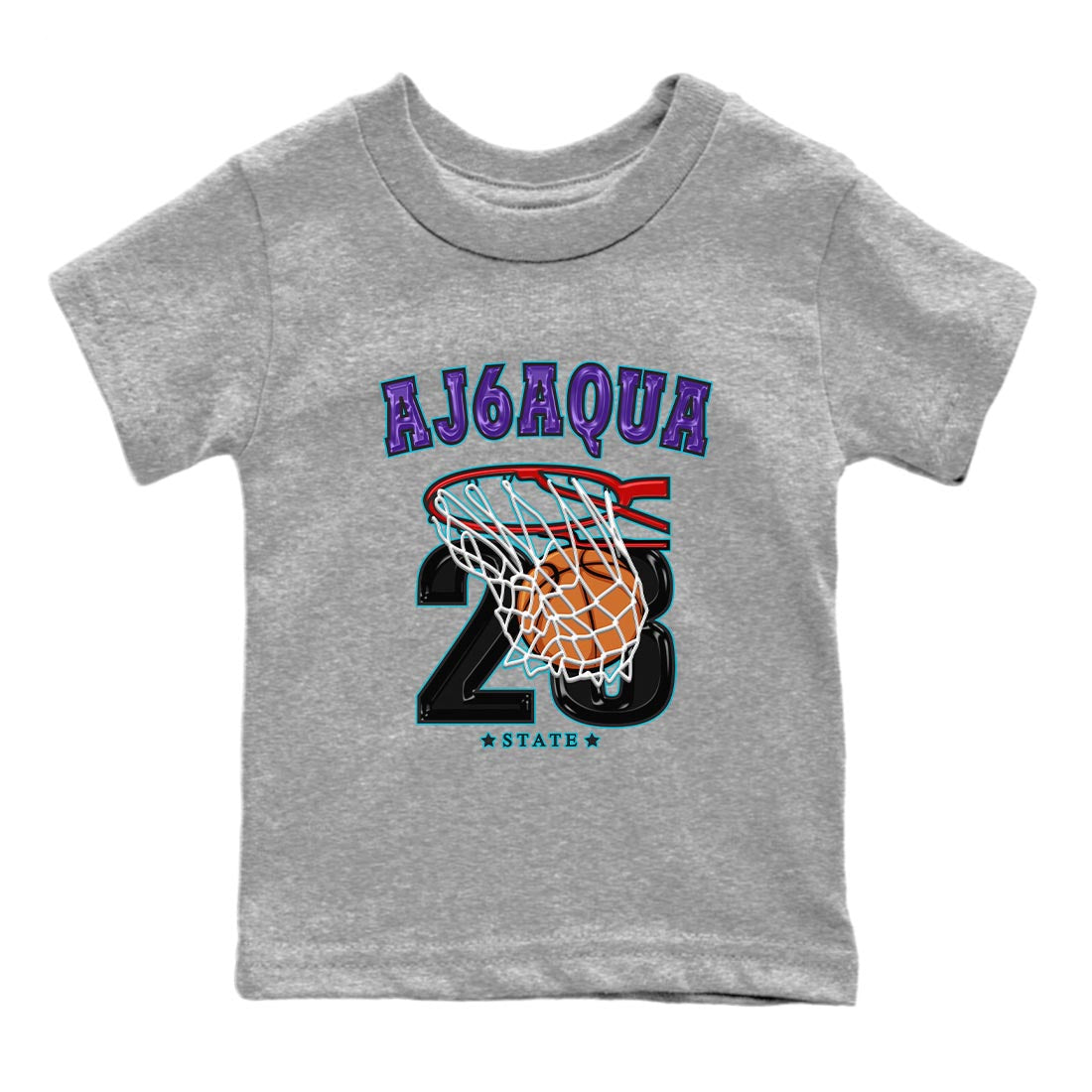 AJ6 Aqua shirt to match jordans Basketball sneaker release tees Air Jordan 6 Aqua Drip Gear Zone Baby Toddler Heather Grey 2 T-Shirt