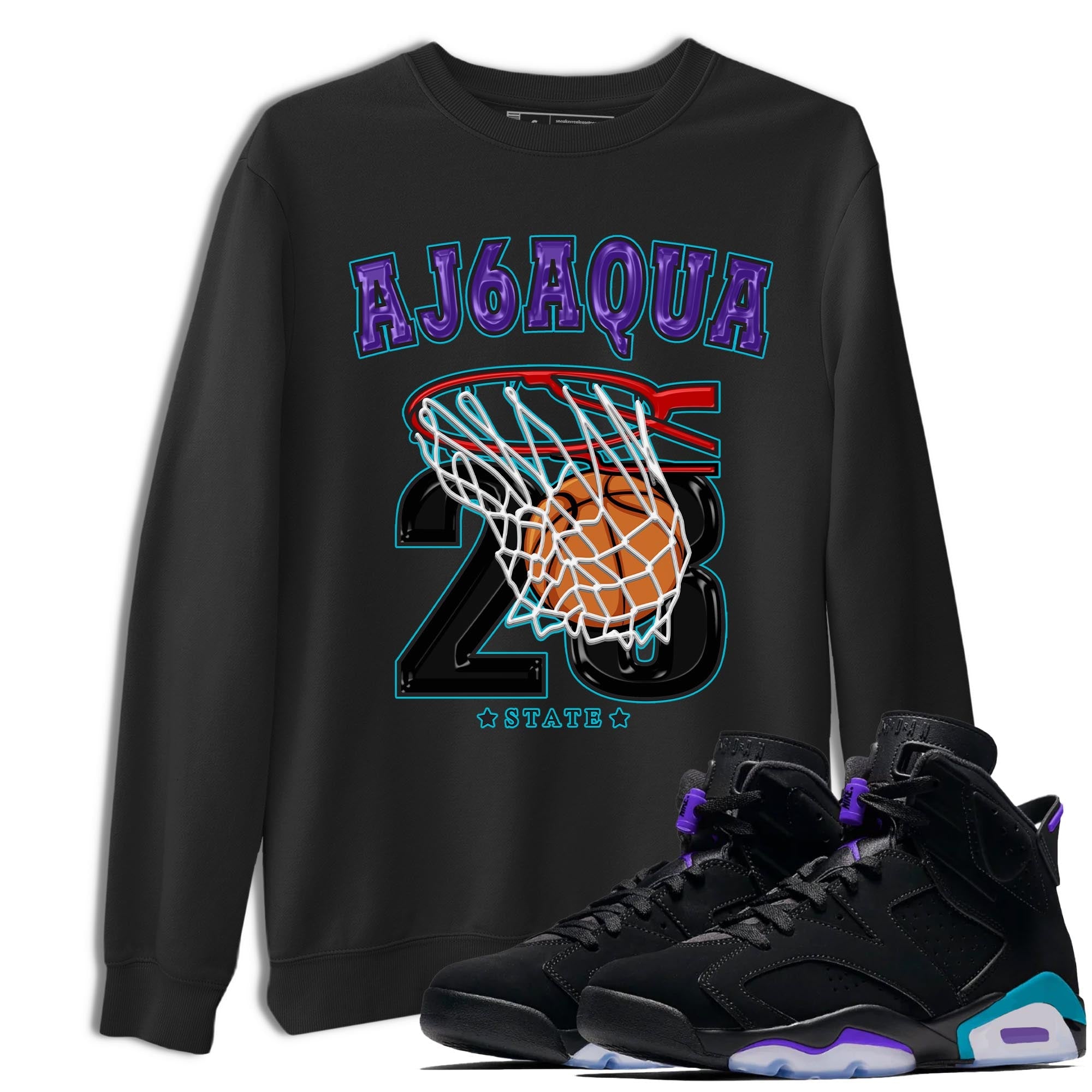 AJ6 Aqua shirt to match jordans Basketball sneaker release tees Air Jordan 6 Aqua Drip Gear Zone Unisex Streetwear Clothing Black 1 T-Shirt