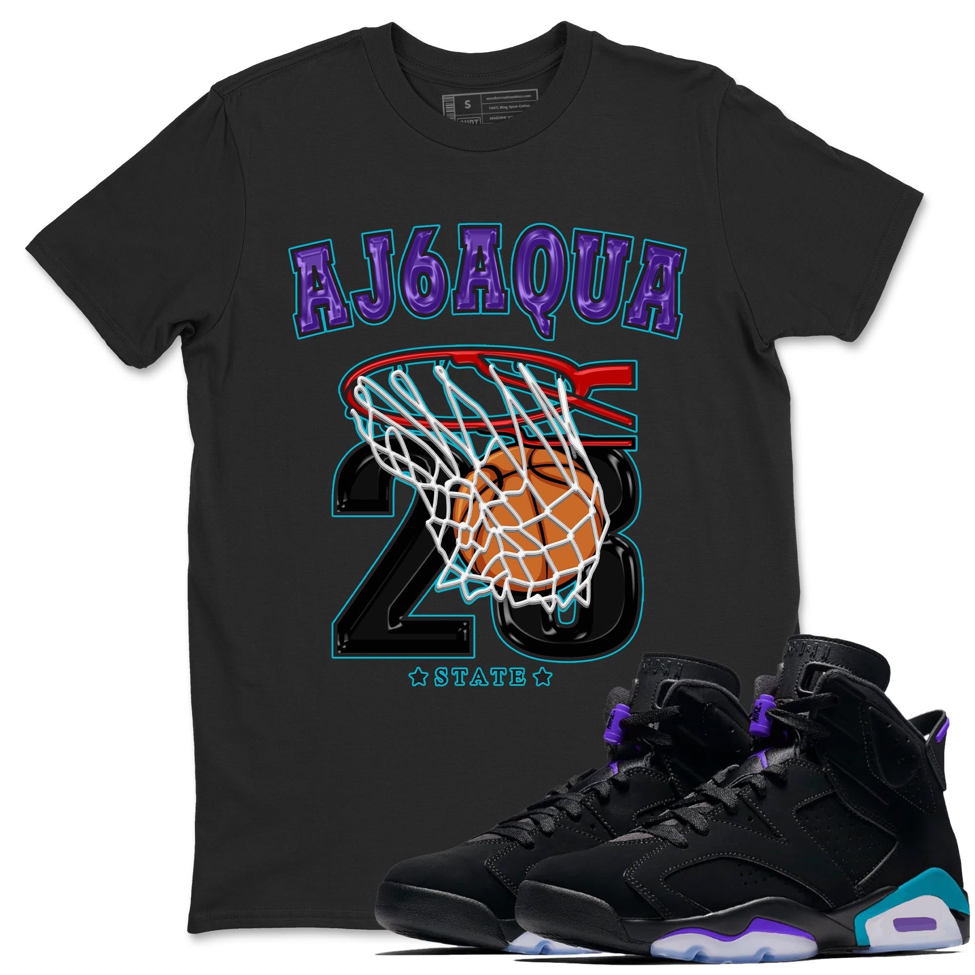 AJ6 Aqua shirt to match jordans Basketball sneaker release tees Air Jordan 6 Aqua Drip Gear Zone Unisex Streetwear Clothing Black 1 T-Shirt