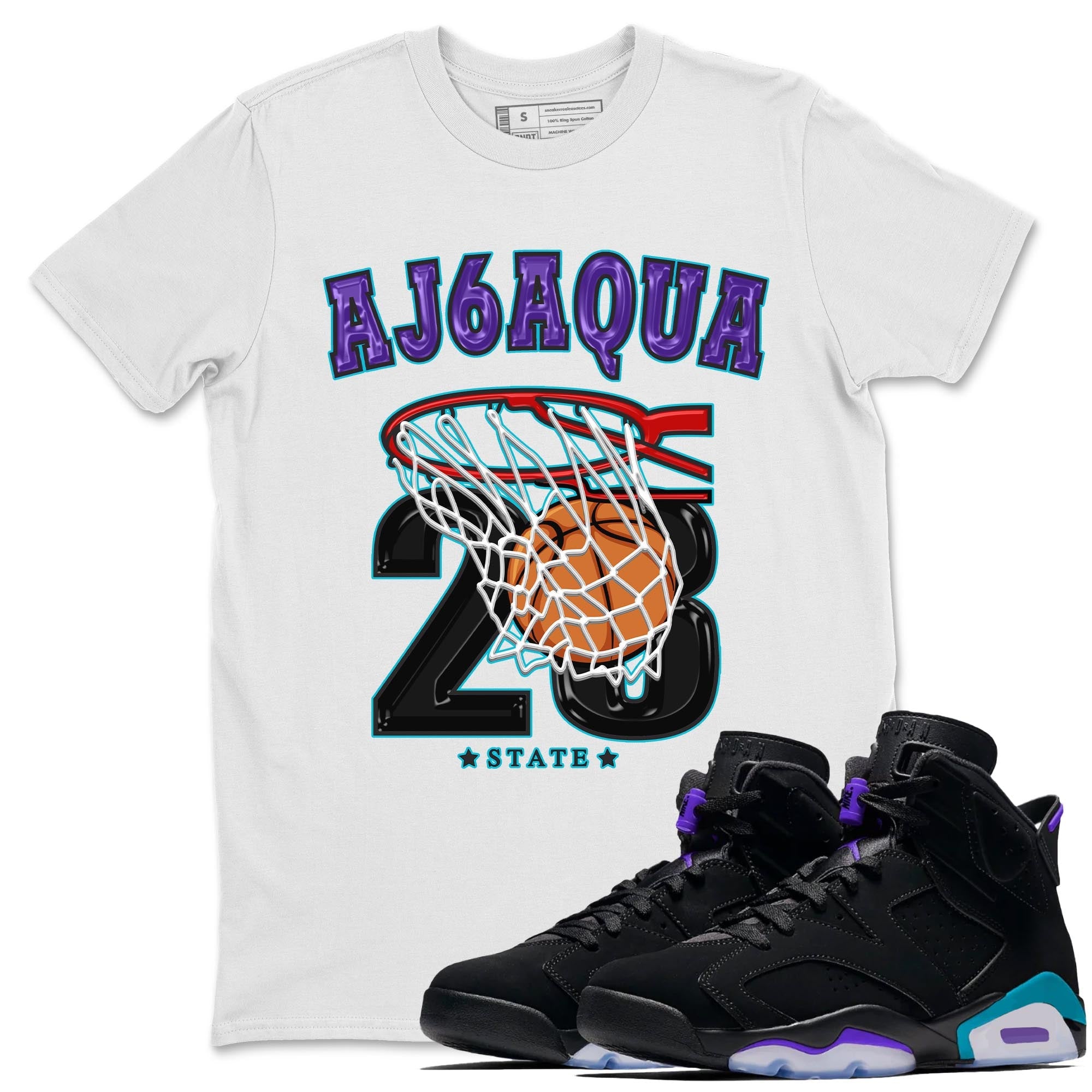 AJ6 Aqua shirt to match jordans Basketball sneaker release tees Air Jordan 6 Aqua Drip Gear Zone Unisex Streetwear Clothing White 1 T-Shirt