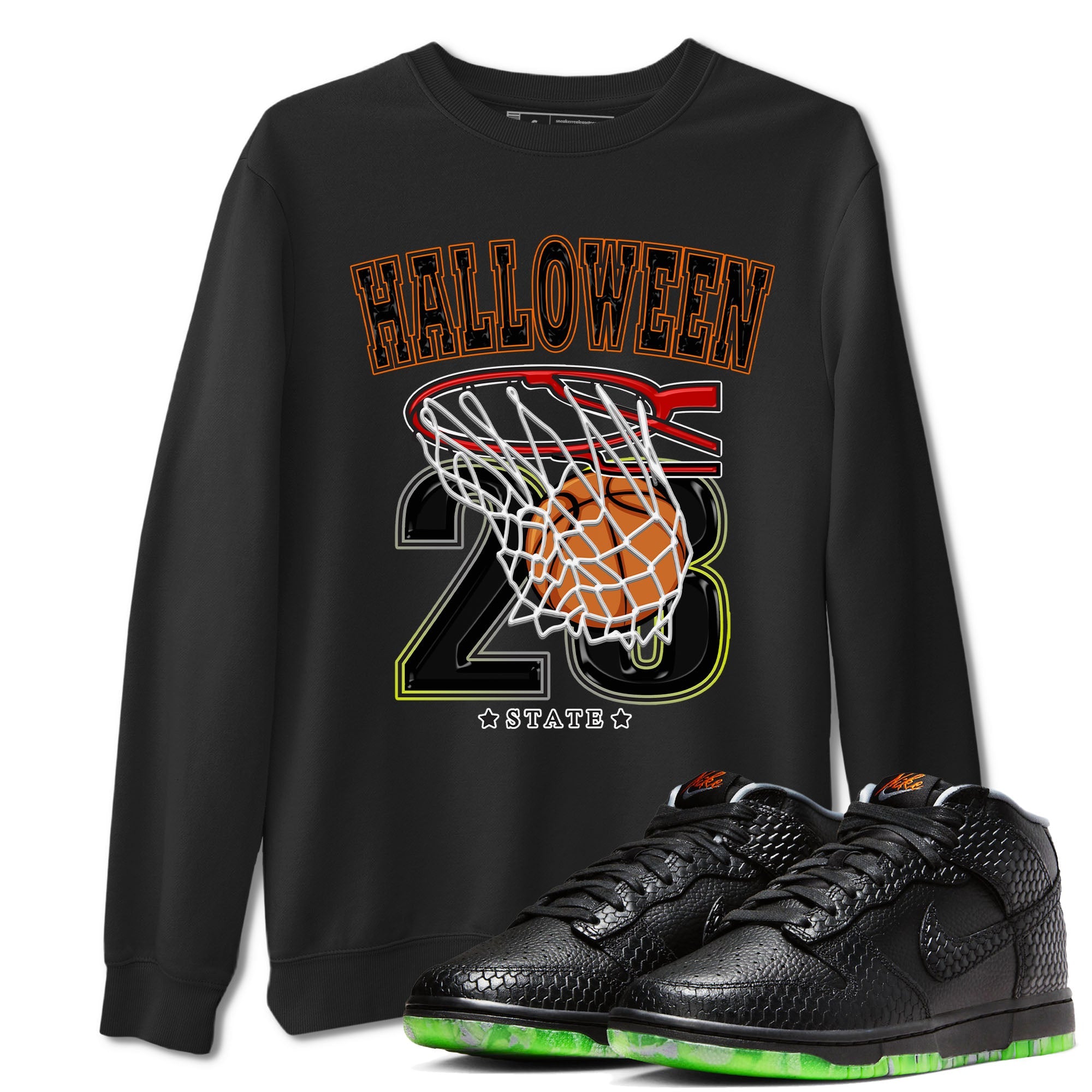 Nike Dunk Halloween shirt to match jordans Basketball sneaker tees Nike Dunk Mid Halloween Drip Gear Zone Sneaker Matching Clothing Brand Unisex Sneaker Tee Black 1 T-Shirt