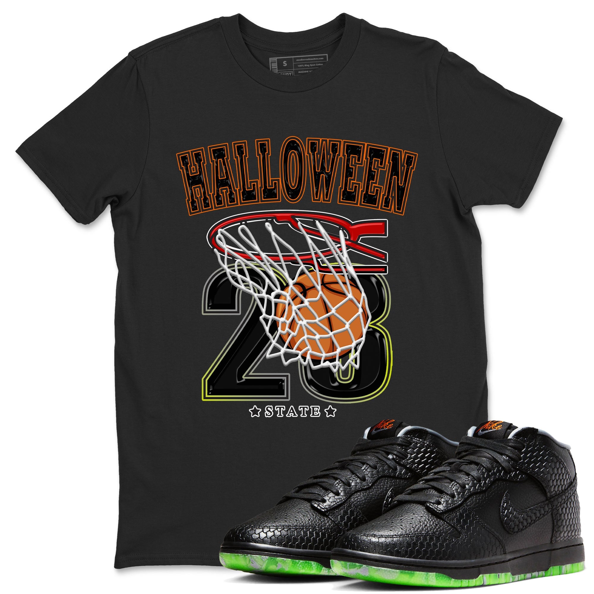 Nike Dunk Halloween shirt to match jordans Basketball sneaker tees Nike Dunk Mid Halloween Drip Gear Zone Sneaker Matching Clothing Brand Unisex Sneaker Tee Black 1 T-Shirt