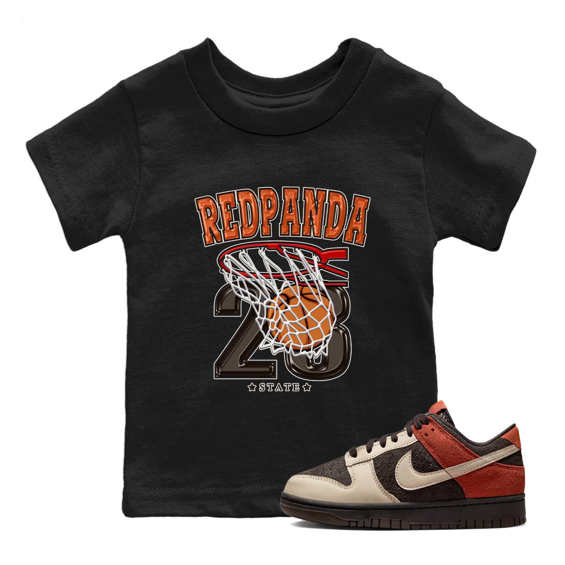 Nike Low Dunk Red Panda shirt to match jordans Basketball sneaker tees Nike Dunk Red Panda Drip Gear Zone Baby Toddler Black 1 T-Shirt