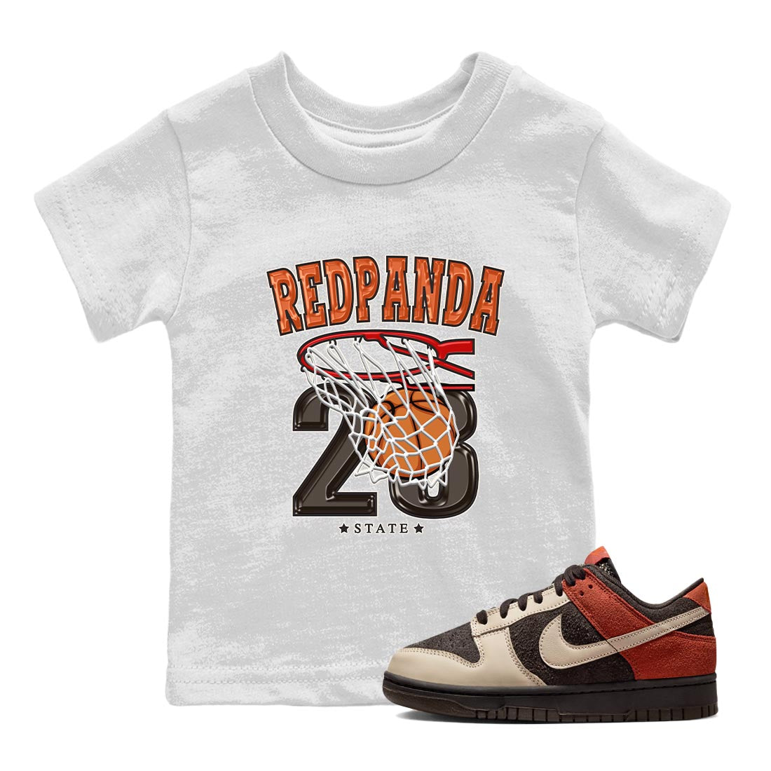 Nike Low Dunk Red Panda shirt to match jordans Basketball sneaker tees Nike Dunk Red Panda Drip Gear Zone Baby Toddler White 1 T-Shirt