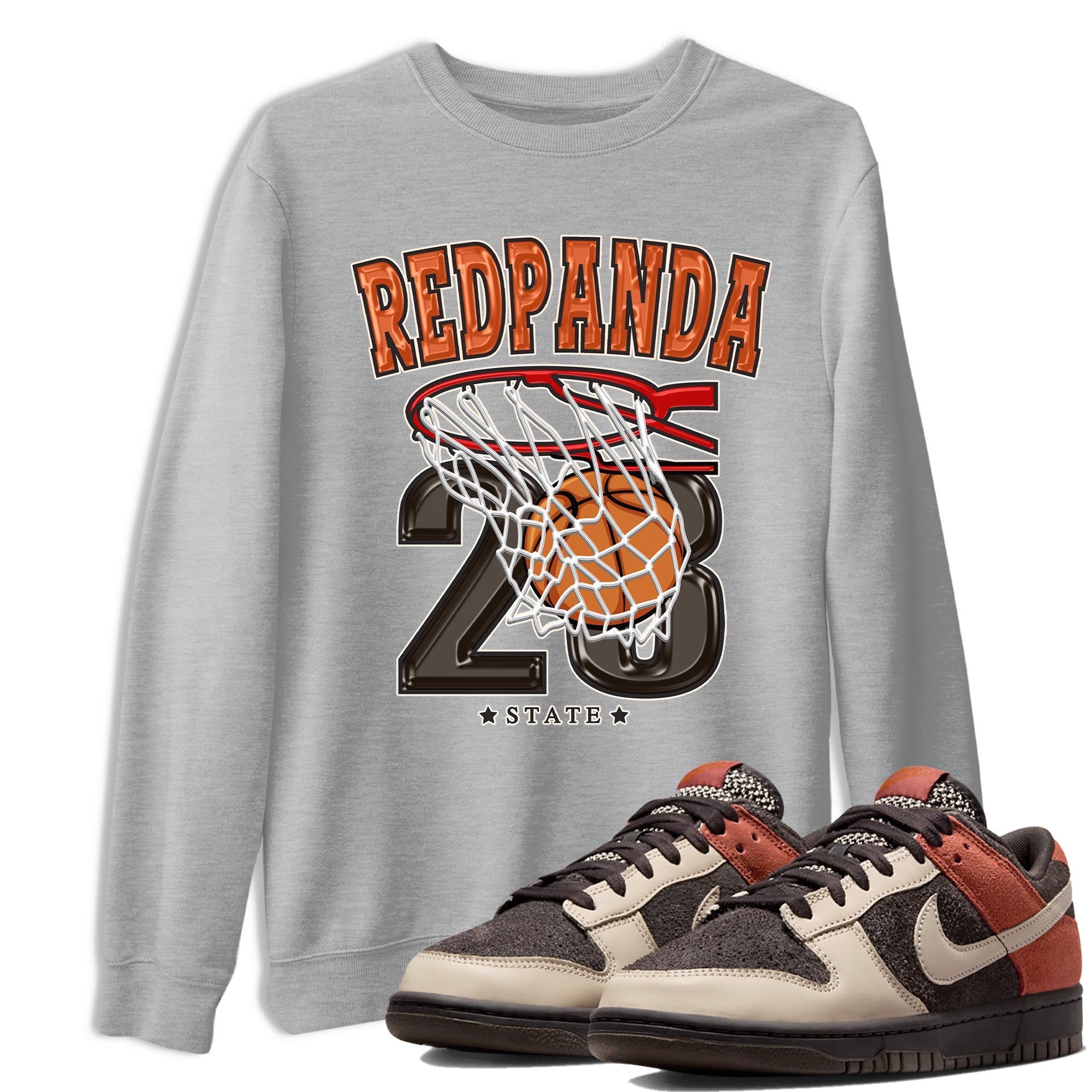 Nike Low Dunk Red Panda shirt to match jordans Basketball sneaker tees Nike Dunk Red Panda Drip Gear Zone Unisex Streetwear Clothing Heather Grey 1 T-Shirt