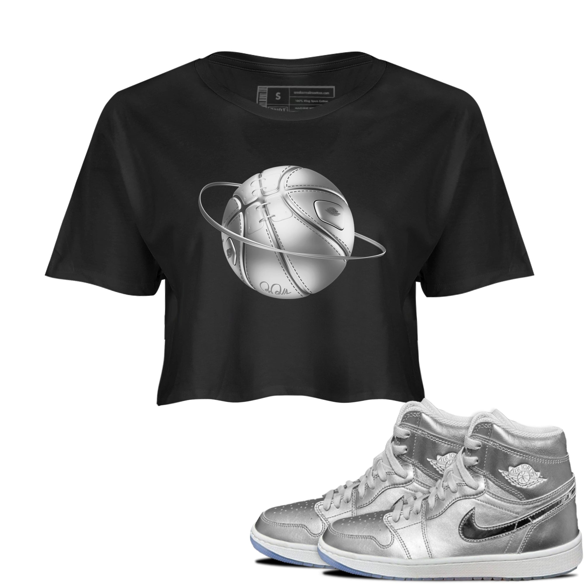 Air Jordan 1 Gift Giving shirt to match jordans Basketball Planet sneaker tees AJ1 Gift Giving Drip Gear Zone Black 1 Crop T-Shirt