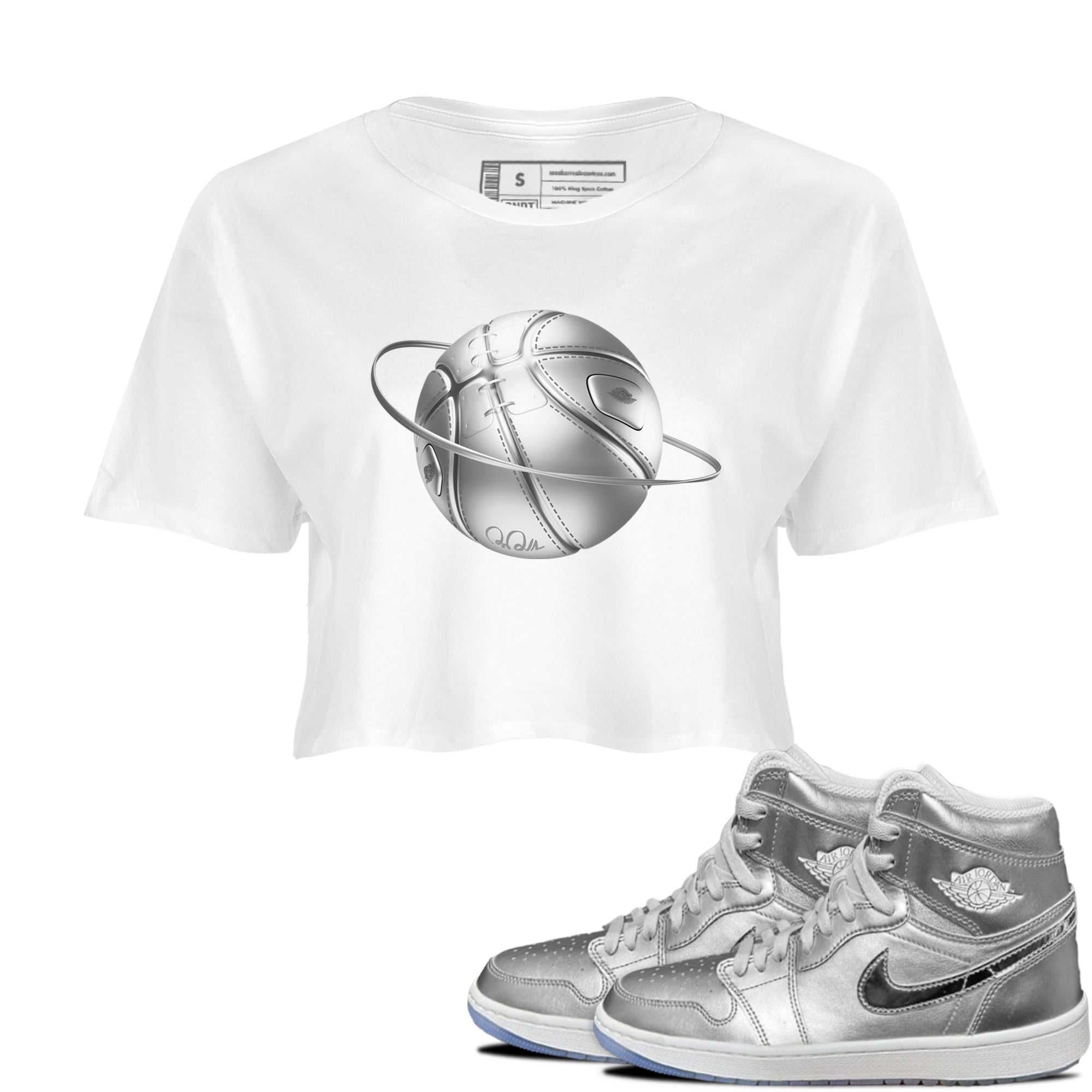 Air Jordan 1 Gift Giving shirt to match jordans Basketball Planet sneaker tees AJ1 Gift Giving Drip Gear Zone White 1 Crop T-Shirt