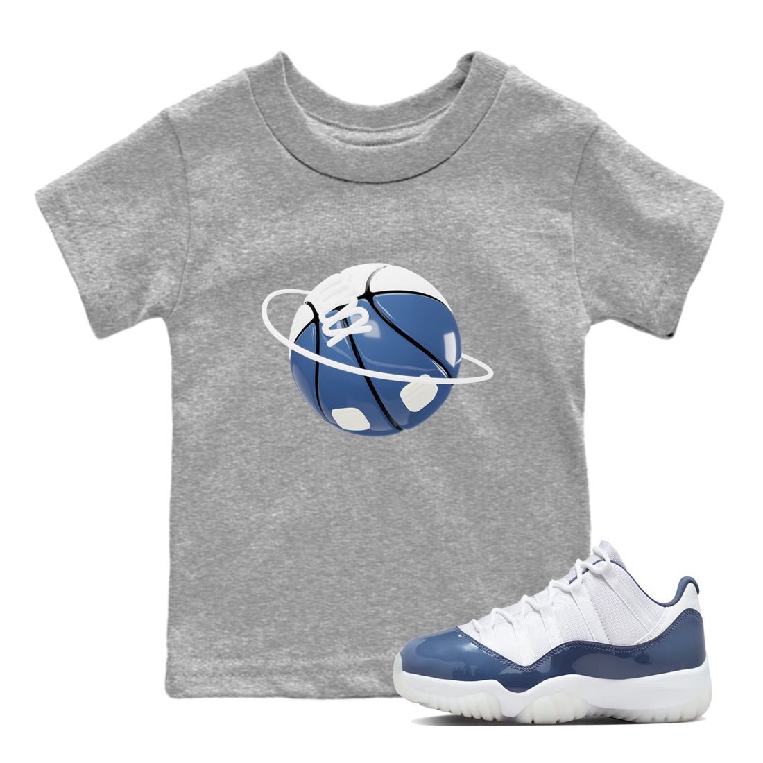 11s Diffused Blue Shirts To Match Jordans Basketball Planet sneaker match tees Air Jordan 11 Diffused Blue Tee Drip Gear Zone Youth Baby Heather Grey 1 crew neck shirts