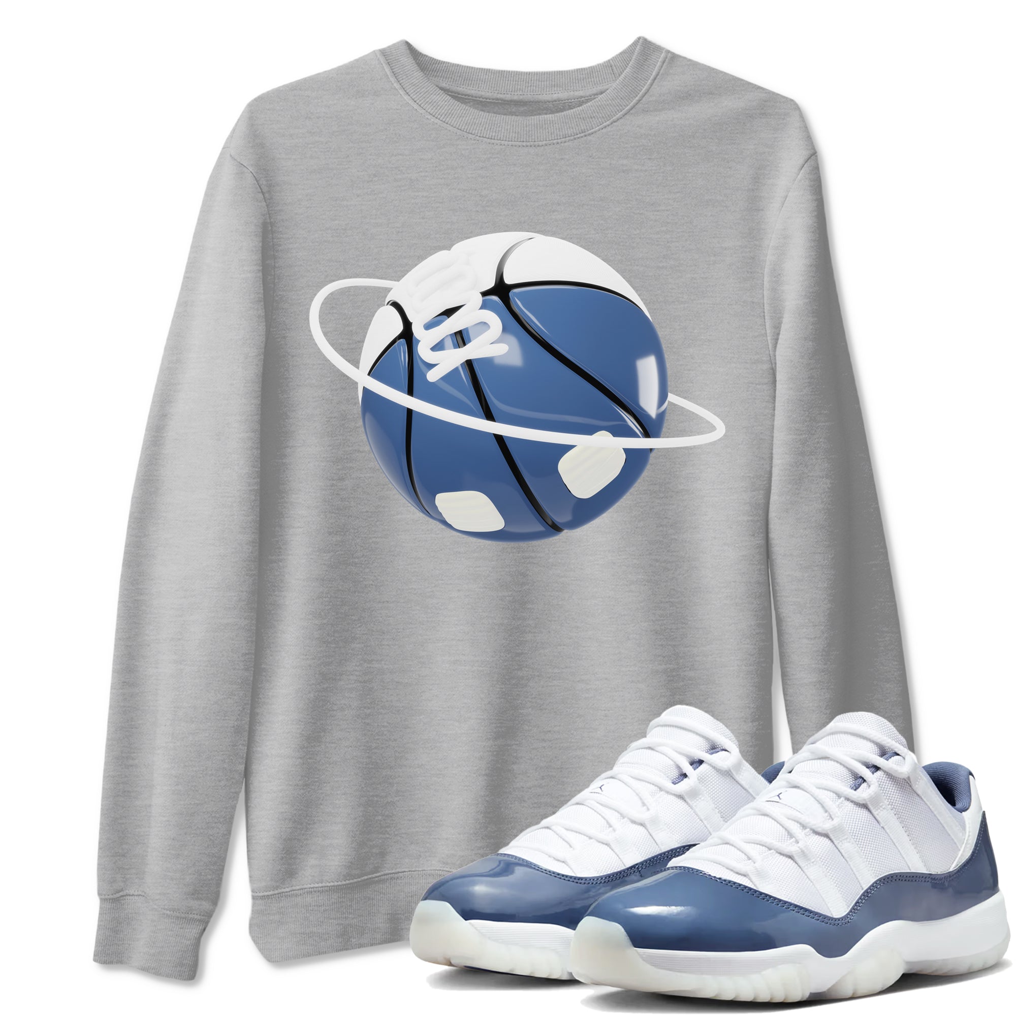 11s Diffused Blue Shirts To Match Jordans Basketball Planet sneaker match tees Air Jordan 11 Diffused Blue Tee Drip Gear Zone unisex cotton Heather Grey 1 crew neck shirts