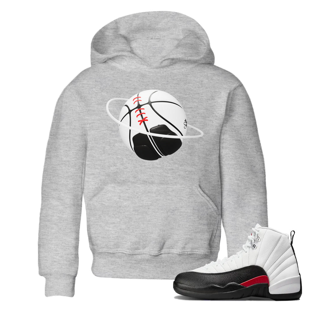 12s Taxi Flip shirts to match jordans Basketball Planet sneaker match tees Air Jordan 12 Taxi Flip Drip Gear Zone streetwear brand Baby and Youth Heather Grey 1 cotton tee