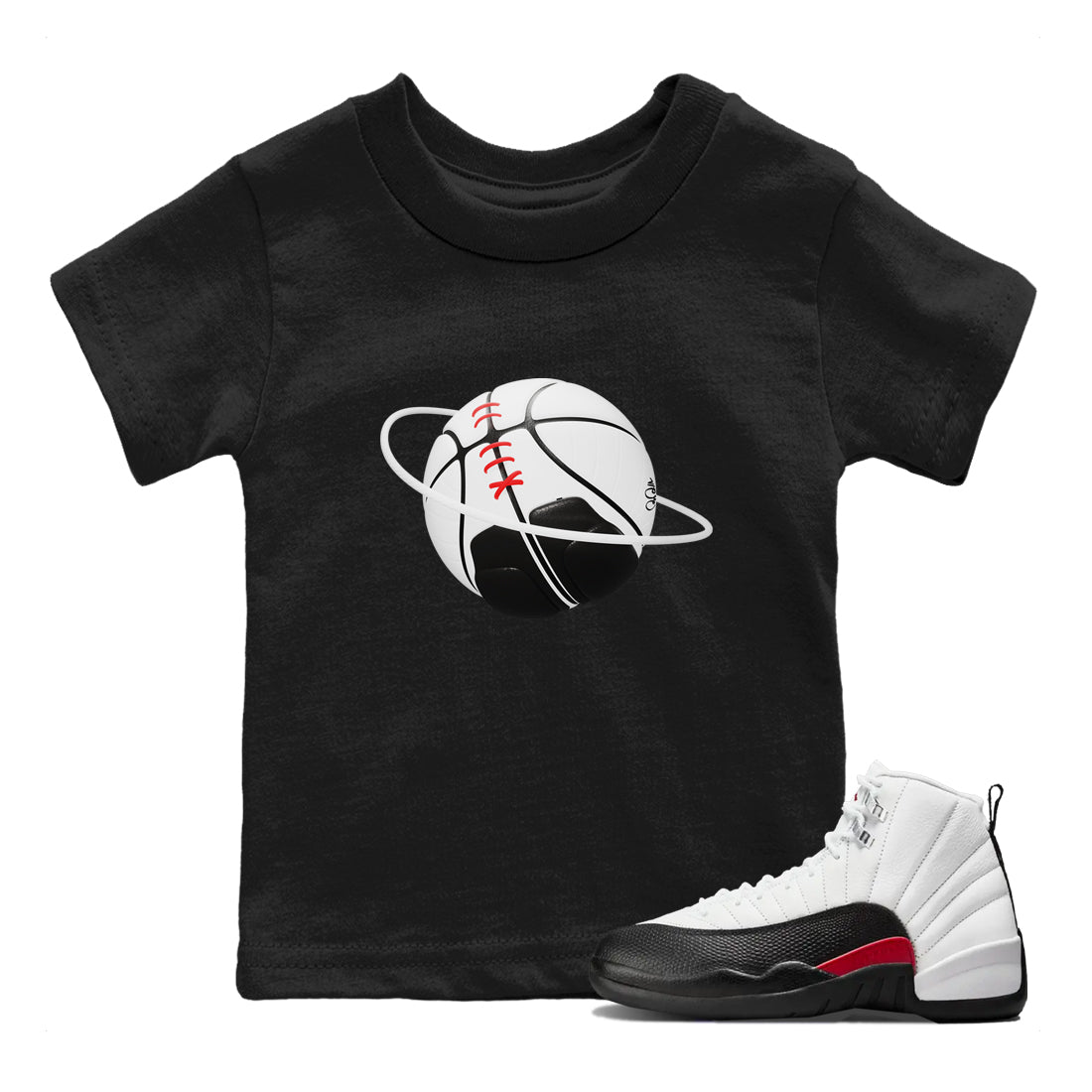 12s Taxi Flip shirts to match jordans Basketball Planet sneaker match tees Air Jordan 12 Taxi Flip Drip Gear Zone streetwear brand Baby and Youth Black 1 cotton tee