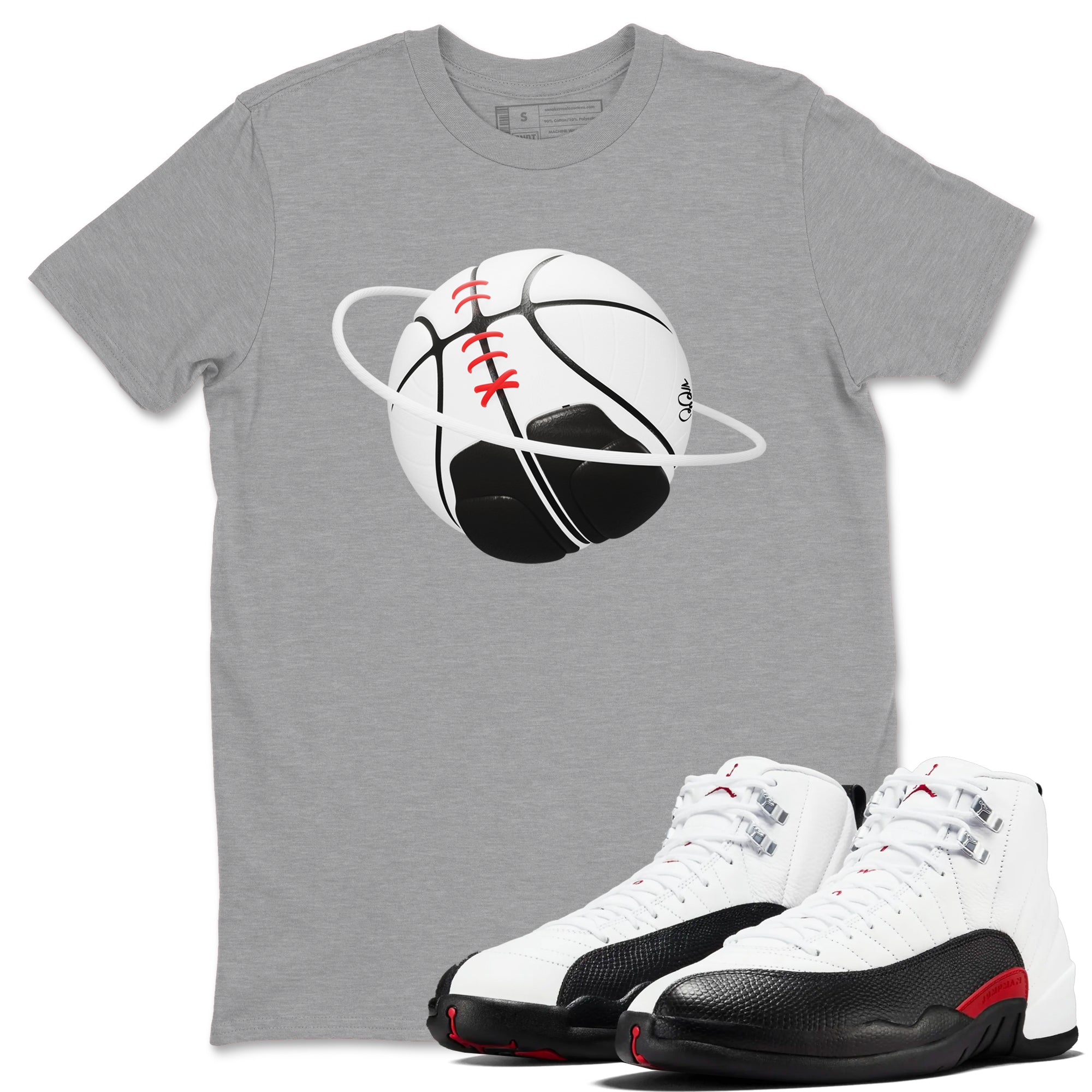 12s Taxi Flip shirts to match jordans Basketball Planet sneaker match tees Air Jordan 12 Taxi Flip Drip Gear Zone streetwear brand Heather Grey 1 unisex cotton tee