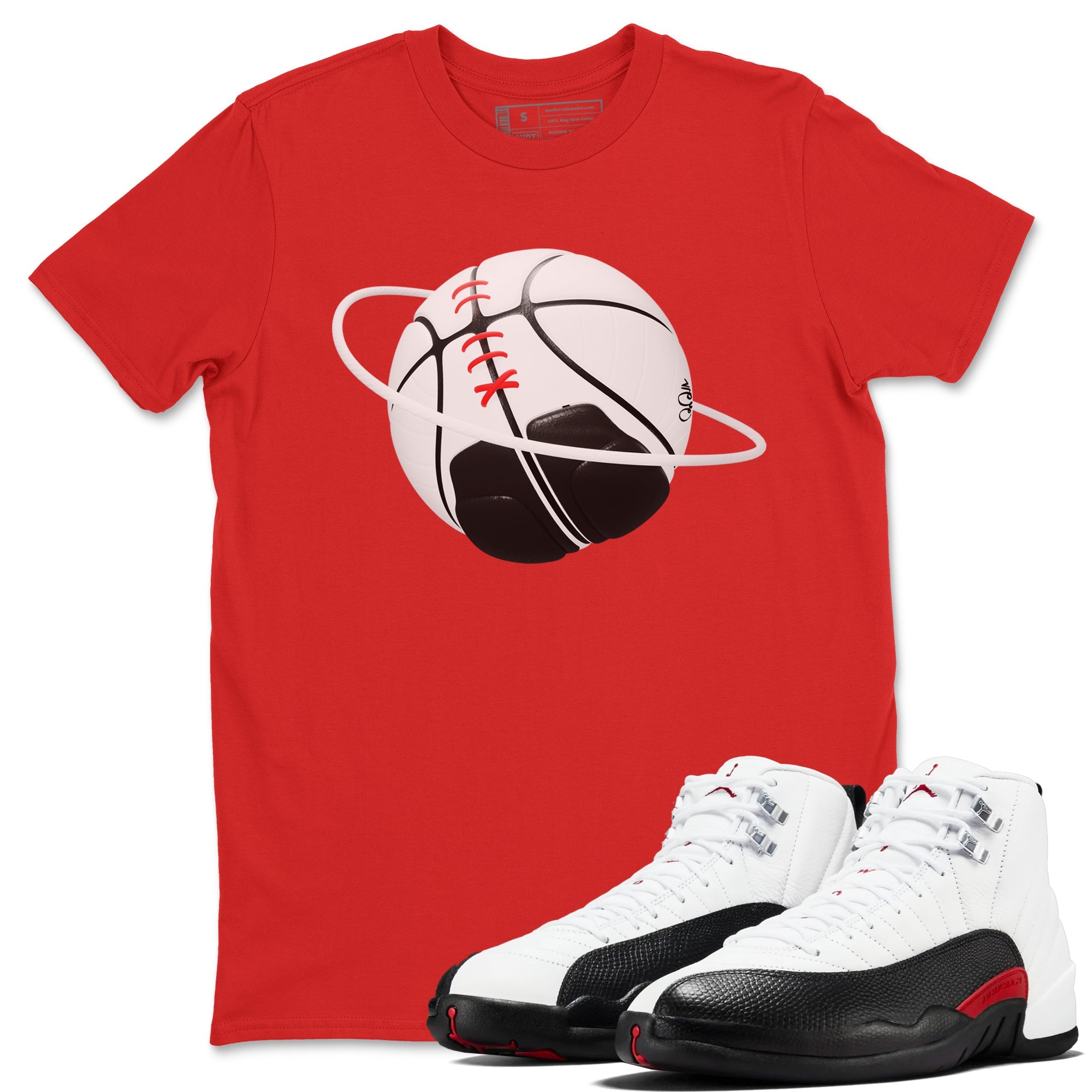 12s Taxi Flip shirts to match jordans Basketball Planet sneaker match tees Air Jordan 12 Taxi Flip Drip Gear Zone streetwear brand Red 1 unisex cotton tee