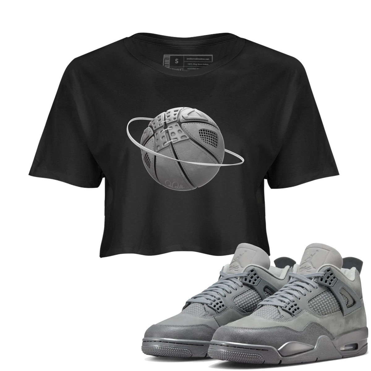 4s Wet Cement shirts to match jordans Basketball Planet sneaker match tees Air Jordan 4 SE Wet Cement Drip Gear Zone unisex cotton Black 1 Crop Shirts