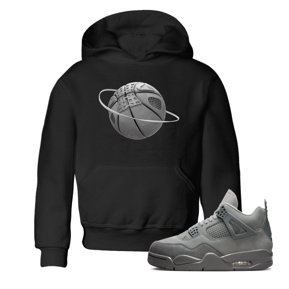 4s Wet Cement shirts to match jordans Basketball Planet sneaker match tees Air Jordan 4 SE Wet Cement Drip Gear Zone Youth Baby Black 1 crew neck shirts