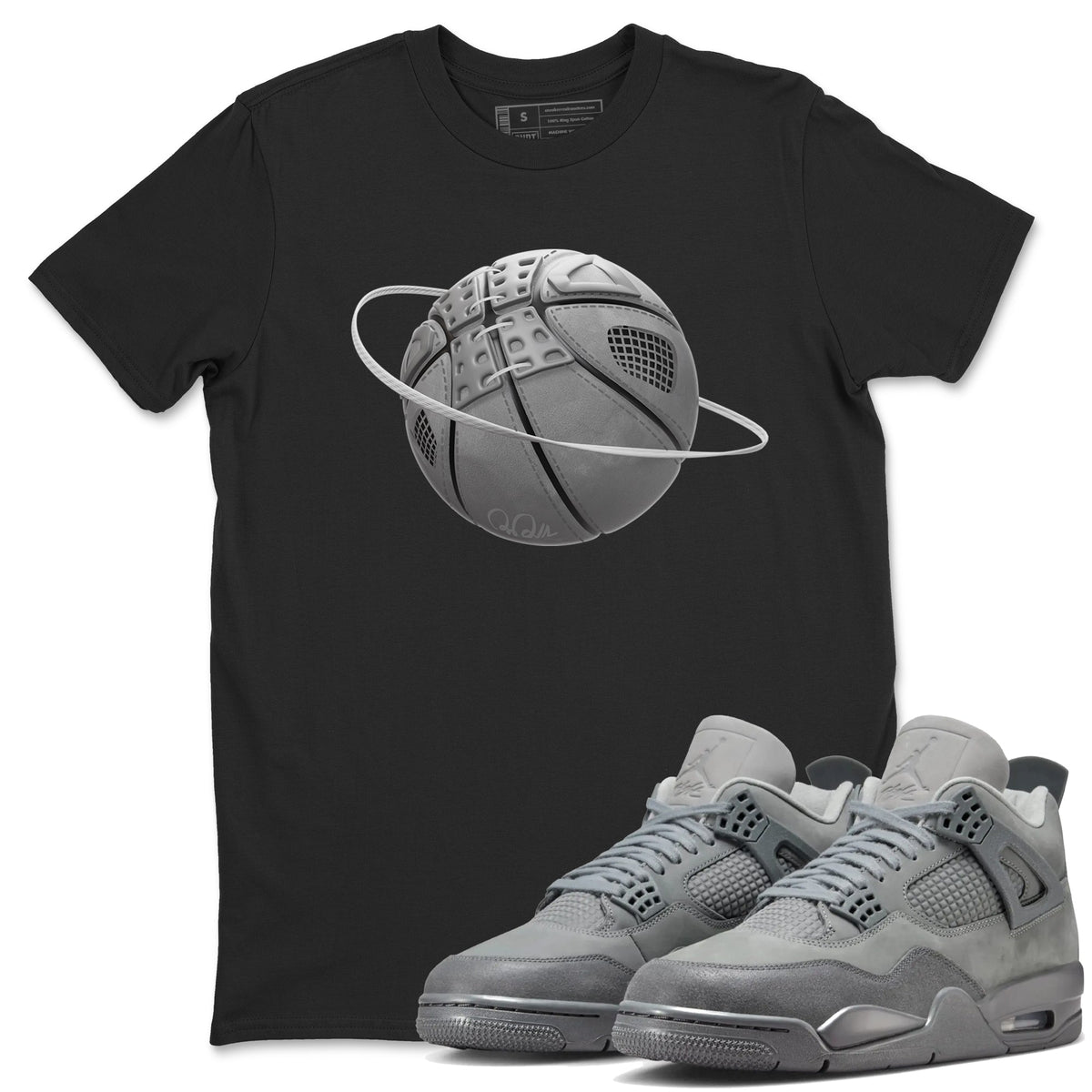 4s Wet Cement shirts to match jordans Basketball Planet sneaker match tees Air Jordan 4 SE Wet Cement Drip Gear Zone unisex cotton Black 1 crew neck shirts