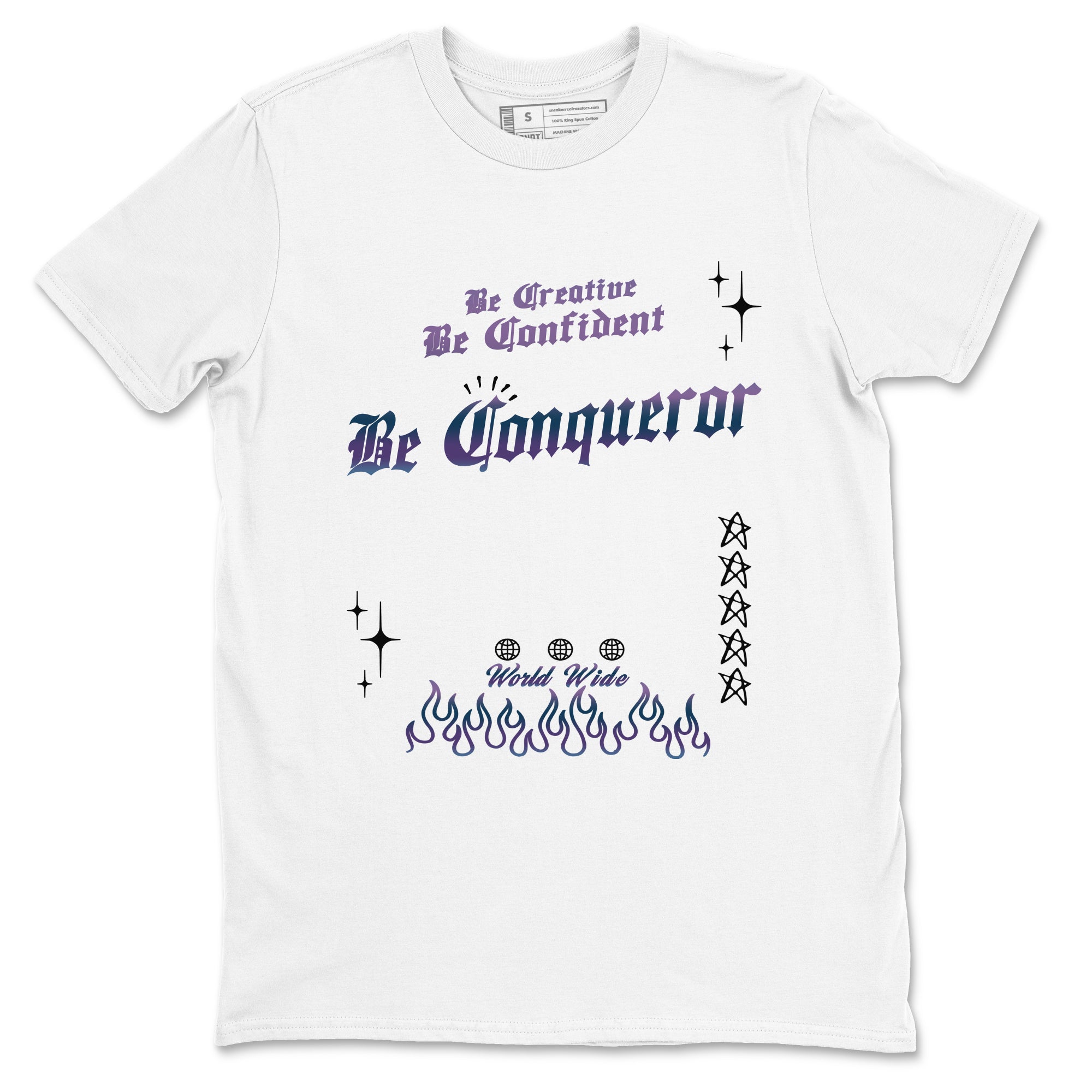 Foams One Galaxy shirts to match jordans Be Conqueror sneaker match tees Air Foamposite One Galaxy match shoes to clothes Drip Gear Zone unisex cotton White 2 shirts