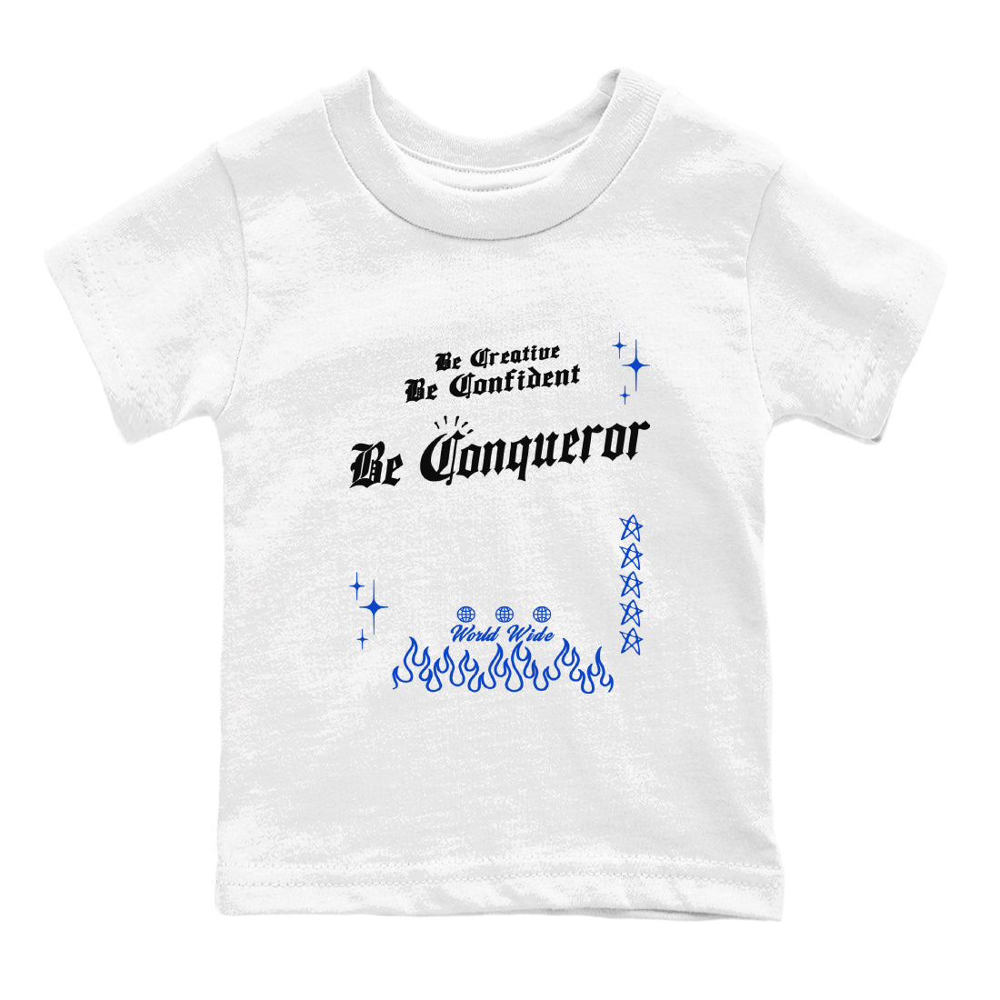 Foams One Royal shirts to match jordans Be Conqueror sneaker match tees Air Foamposite One Royal match shoes to clothes Drip Gear Zone Youth Baby White 2 tee