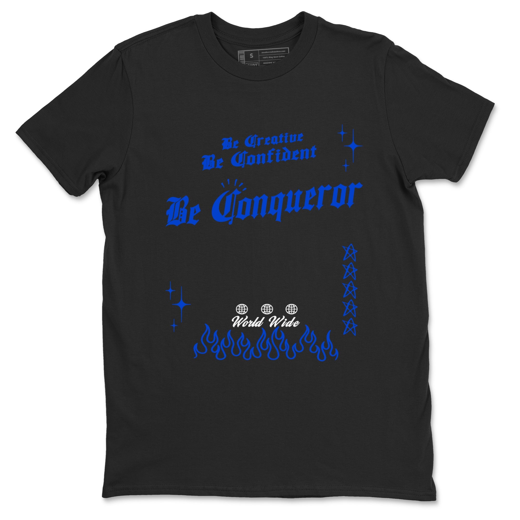 Foams One Royal shirts to match jordans Be Conqueror sneaker match tees Air Foamposite One Royal match shoes to clothes Drip Gear Zone unisex cotton Black 2 shirts