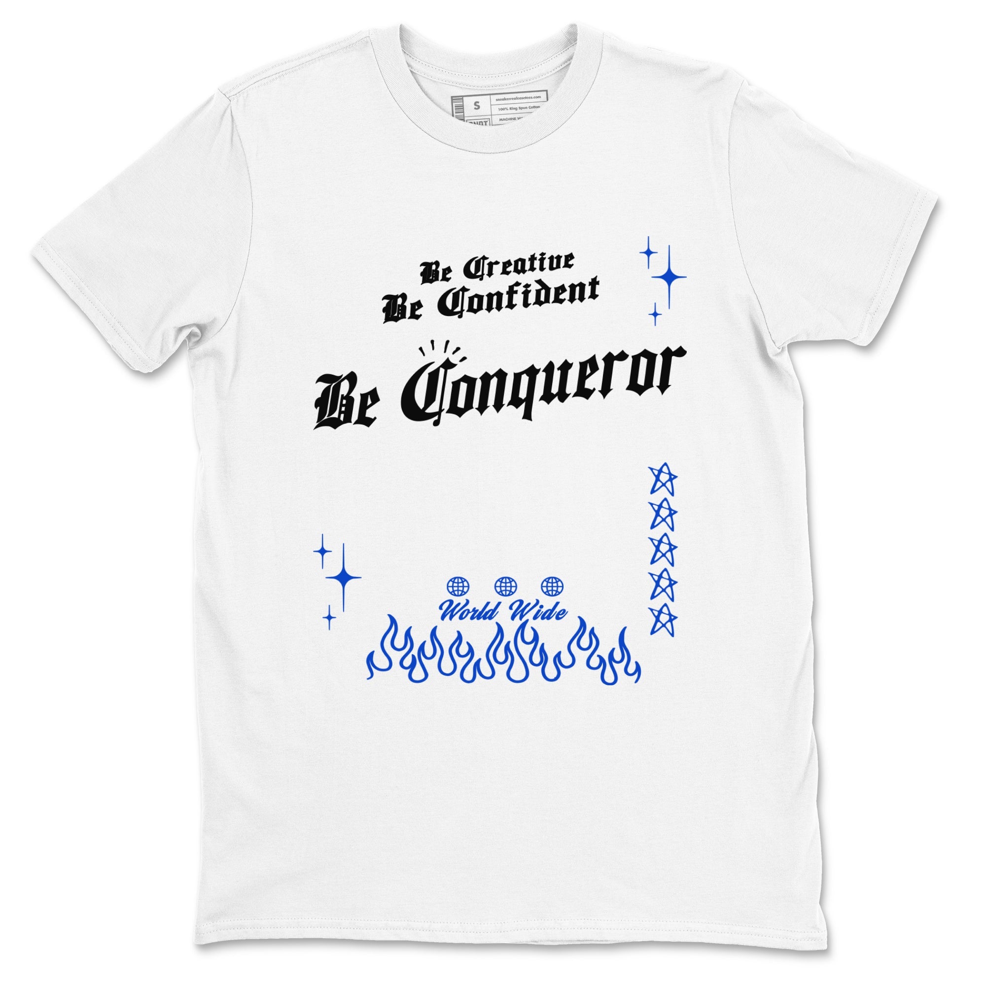 Foams One Royal shirts to match jordans Be Conqueror sneaker match tees Air Foamposite One Royal match shoes to clothes Drip Gear Zone unisex cotton White 2 shirts