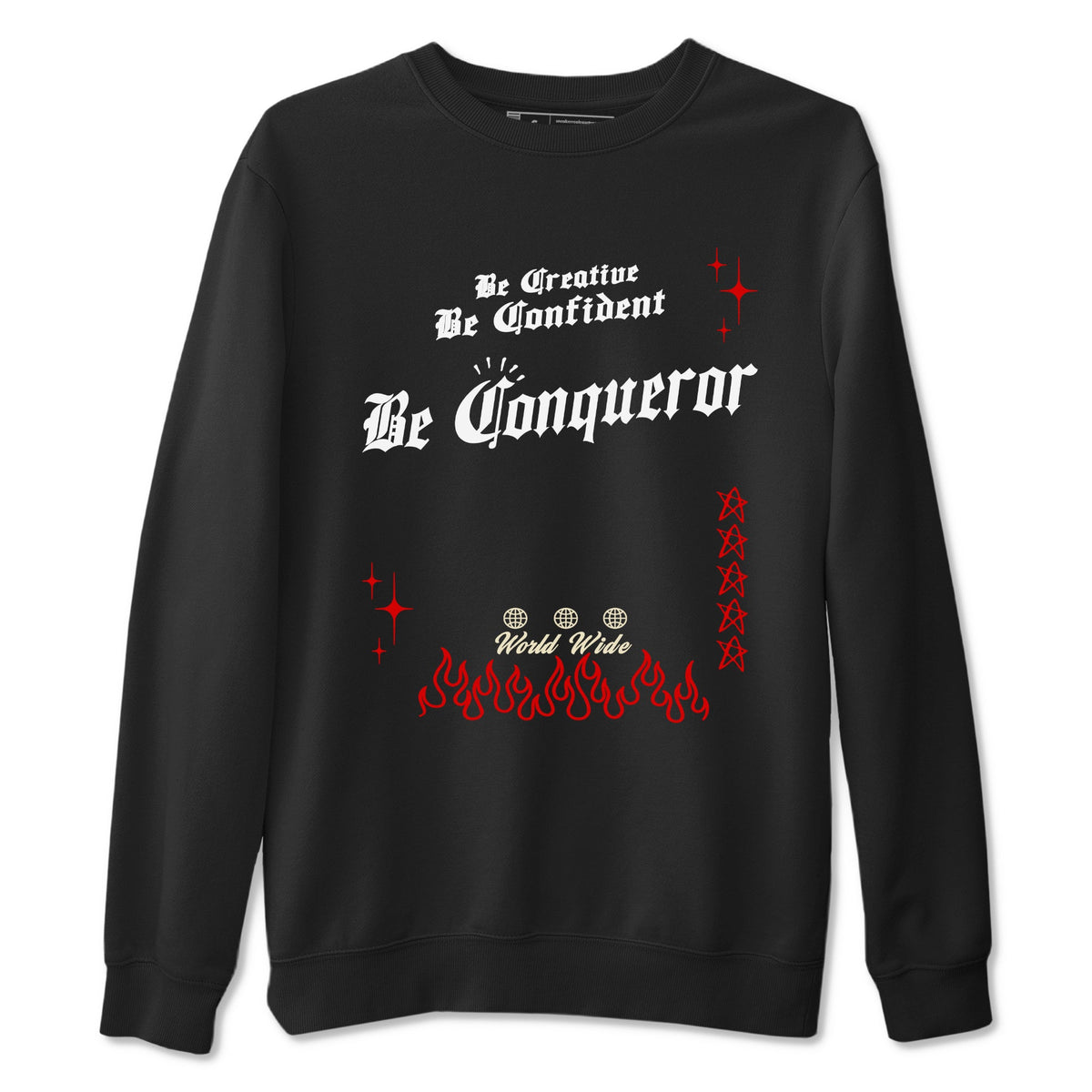 1s Black Toe Reimagined shirts to match jordans Be Conqueror sneaker match tees Air Jordan 1 Black Toe Reimagined match shoes to clothes Drip Gear Zone unisex cotton Black 2 shirts