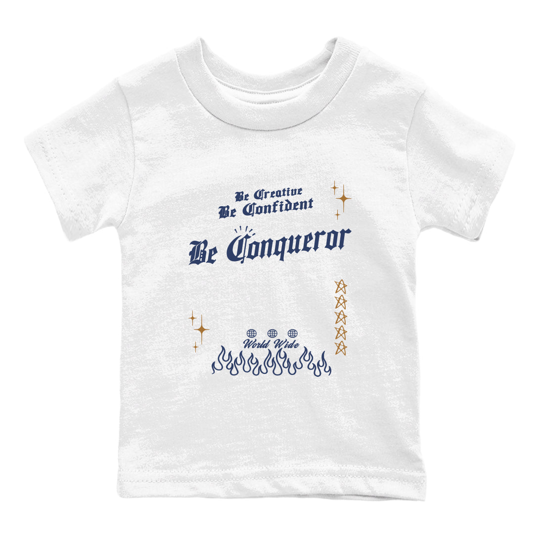 13s Midnight Navy shirts to match jordans Be Conqueror sneaker match tees Air Jordan 13 Midnight Navy match shoes to clothes Drip Gear Zone Youth Baby White 2 tee