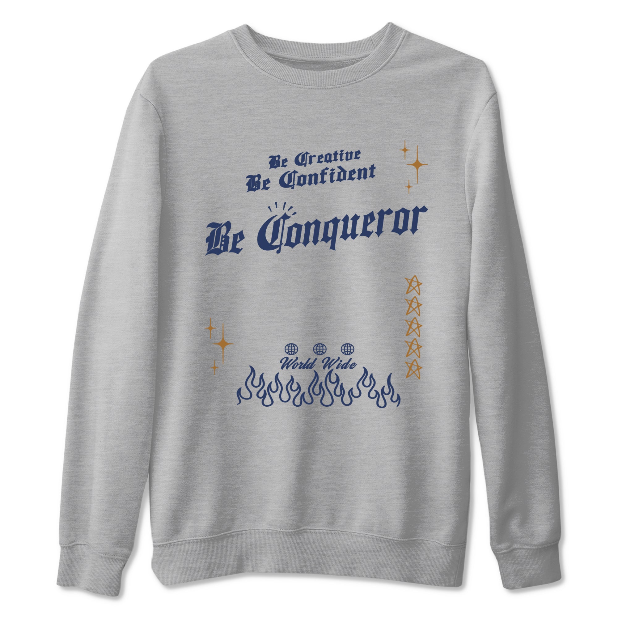 13s Midnight Navy shirts to match jordans Be Conqueror sneaker match tees Air Jordan 13 Midnight Navy match shoes to clothes Drip Gear Zone unisex cotton Heather Grey 2 shirts