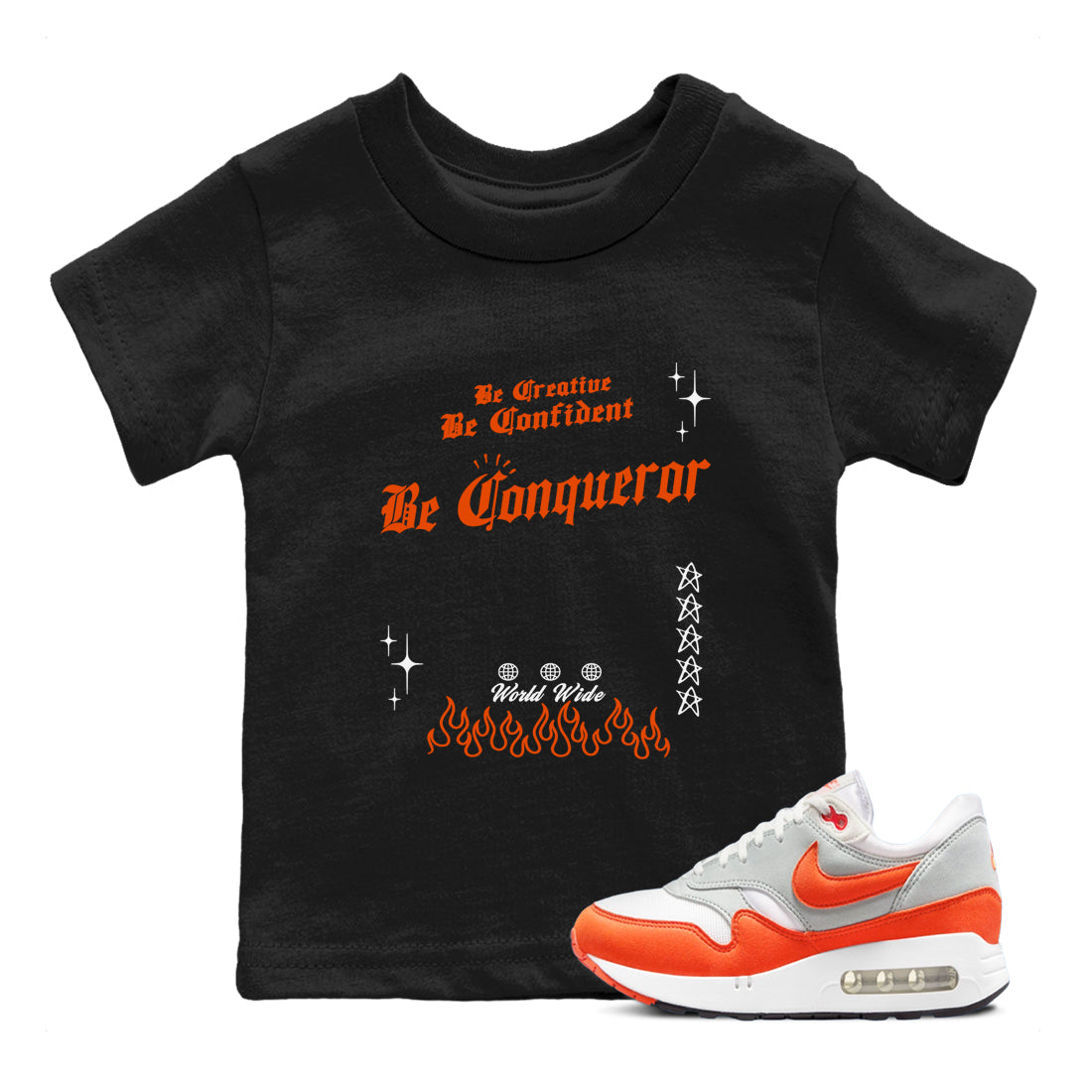 Air Max 1 OG '86 'Summit White and Cosmic Clay shirts to match jordans Be Conqueror sneaker match tees Air Max 1 Cosmic Clay match shoes to clothes Drip Gear Zone Youth Baby Black 1 tee