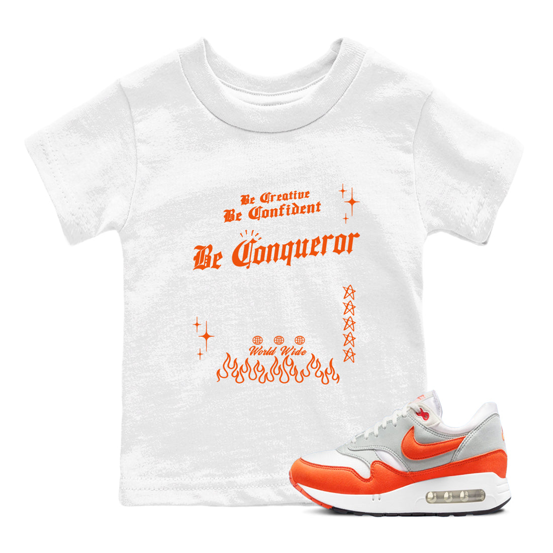 Air Max 1 OG '86 'Summit White and Cosmic Clay shirts to match jordans Be Conqueror sneaker match tees Air Max 1 Cosmic Clay match shoes to clothes Drip Gear Zone Youth Baby White 1 tee