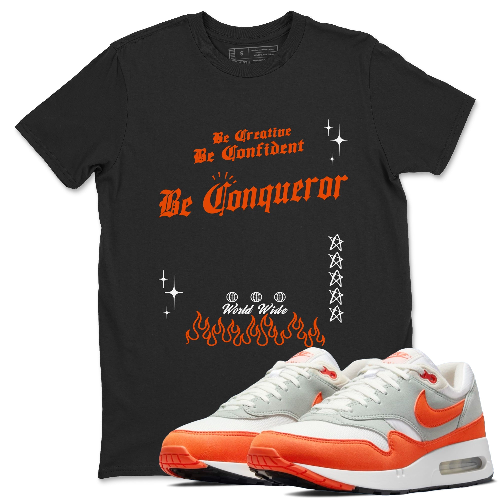 Air Max 1 OG '86 'Summit White and Cosmic Clay shirts to match jordans Be Conqueror sneaker match tees Air Max 1 Cosmic Clay match shoes to clothes Drip Gear Zone unisex cotton Black 1 shirts