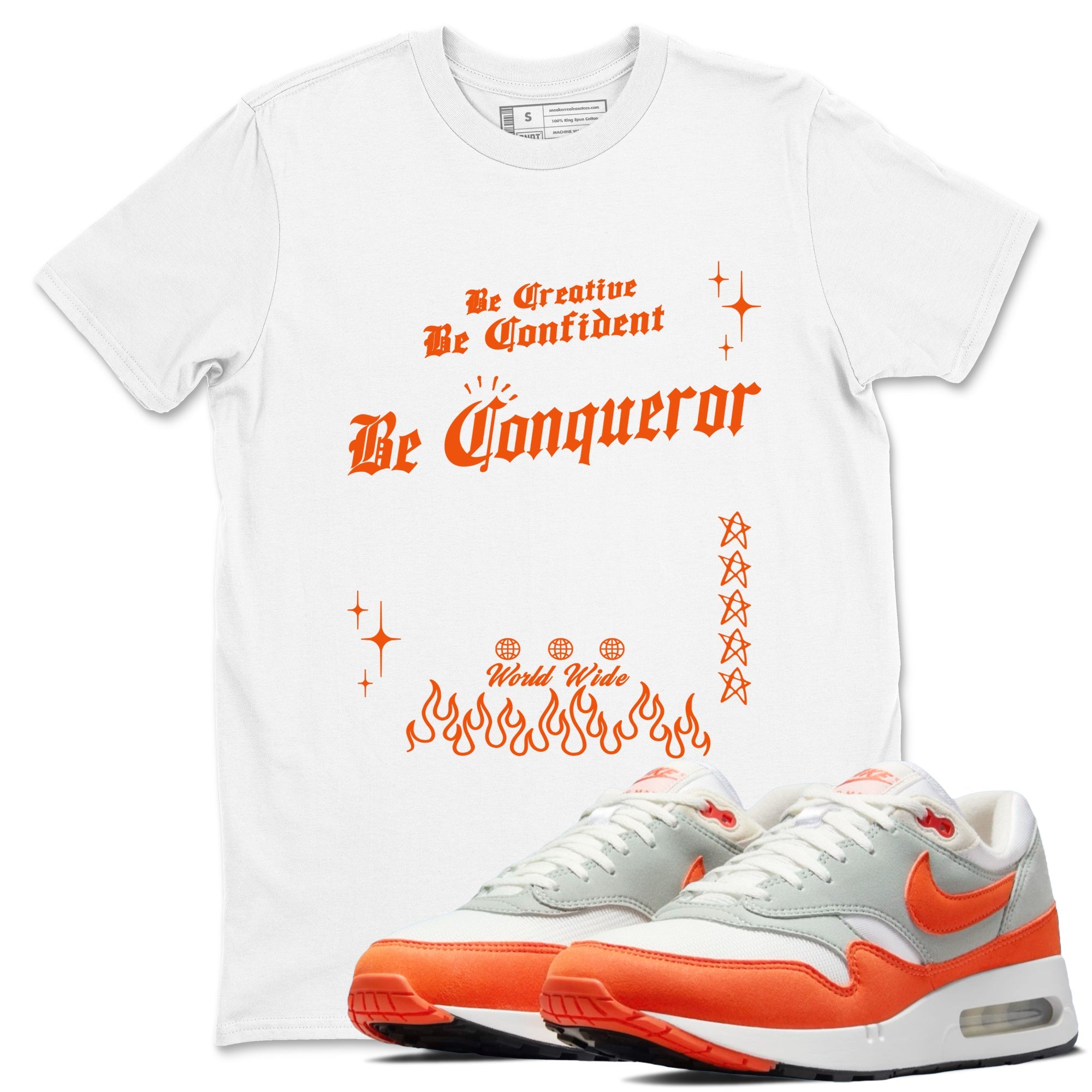 Air Max 1 OG '86 'Summit White and Cosmic Clay shirts to match jordans Be Conqueror sneaker match tees Air Max 1 Cosmic Clay match shoes to clothes Drip Gear Zone unisex cotton White 1 shirts
