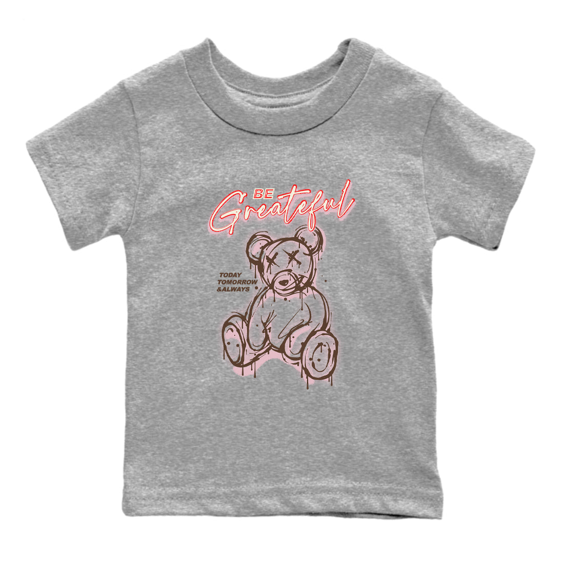Dunk Cacao Wow And Pink Foam shirts to match jordans Be Grateful sneaker match tees Dunk Cacao Wow And Pink Foam Drip Gear Zone Youth Baby Heather Grey 2 crew neck shirts