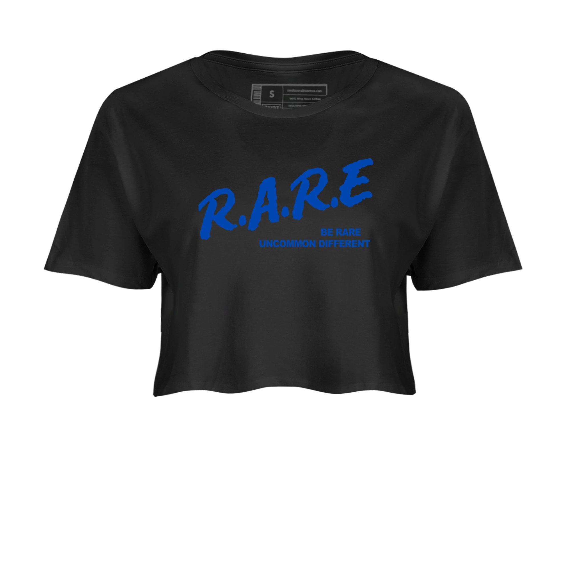 1s Game Royal shirts to match jordans Be Rare Uncommon Different sneaker match tees Air Jordan 1 Game Royal match shoes to clothes Drip Gear Zone unisex cotton Black 2 crop tee
