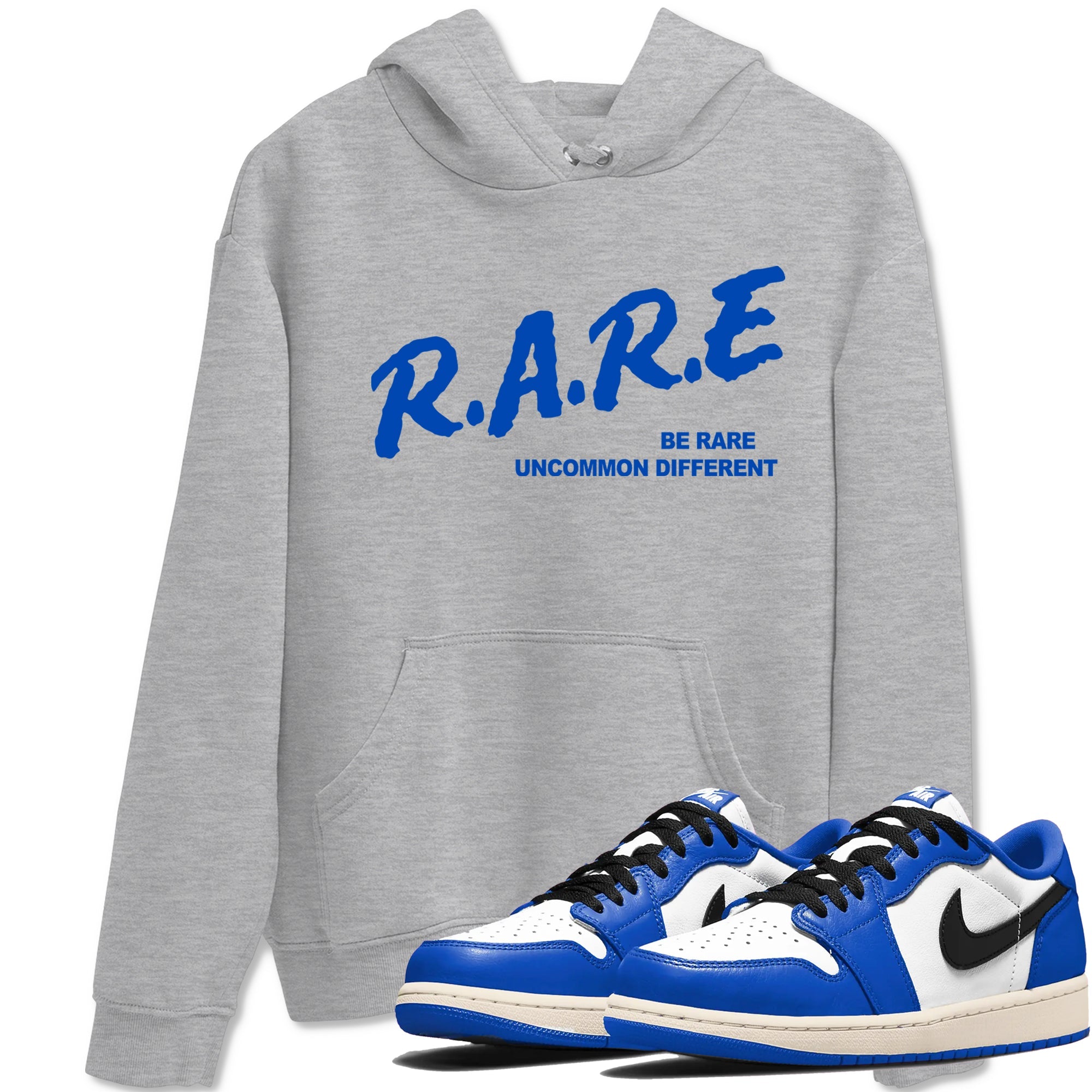 1s Game Royal shirts to match jordans Be Rare Uncommon Different sneaker match tees Air Jordan 1 Game Royal match shoes to clothes Drip Gear Zone unisex cotton Heather Grey 1 shirts