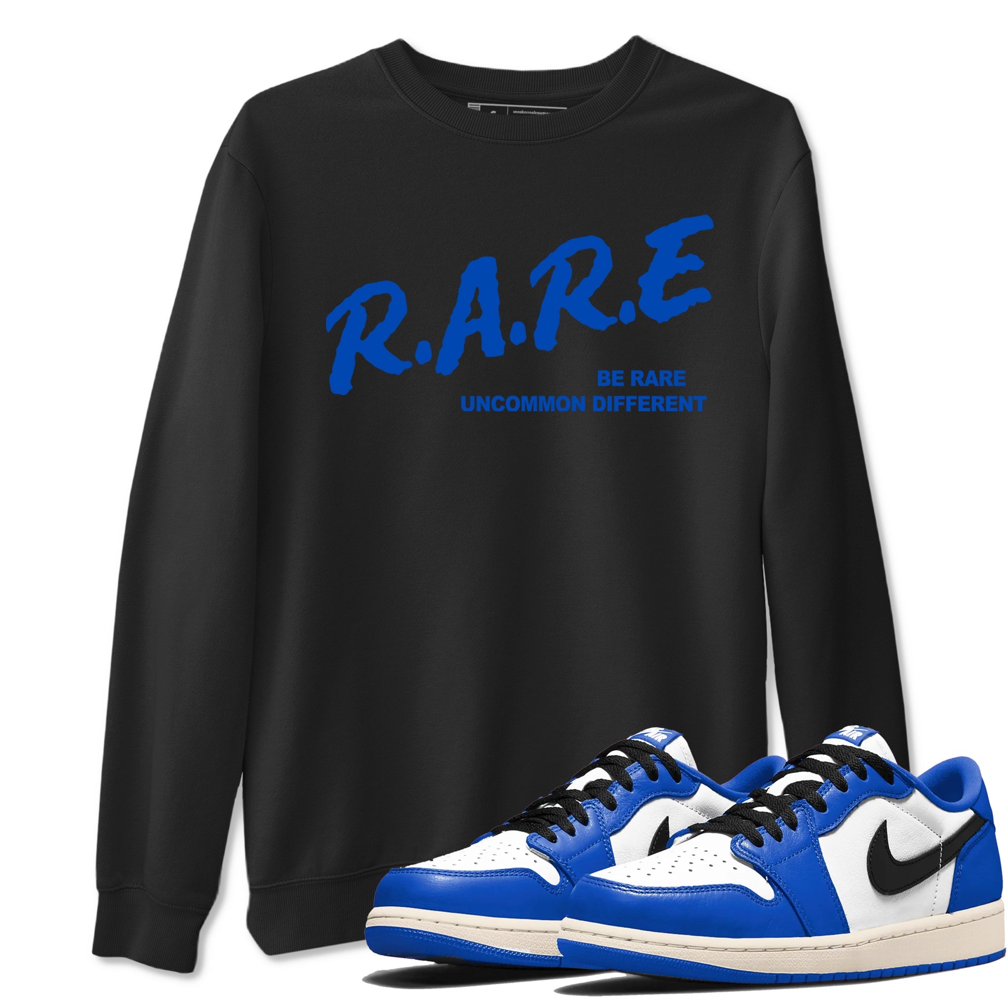 1s Game Royal shirts to match jordans Be Rare Uncommon Different sneaker match tees Air Jordan 1 Game Royal match shoes to clothes Drip Gear Zone unisex cotton Black 1 shirts