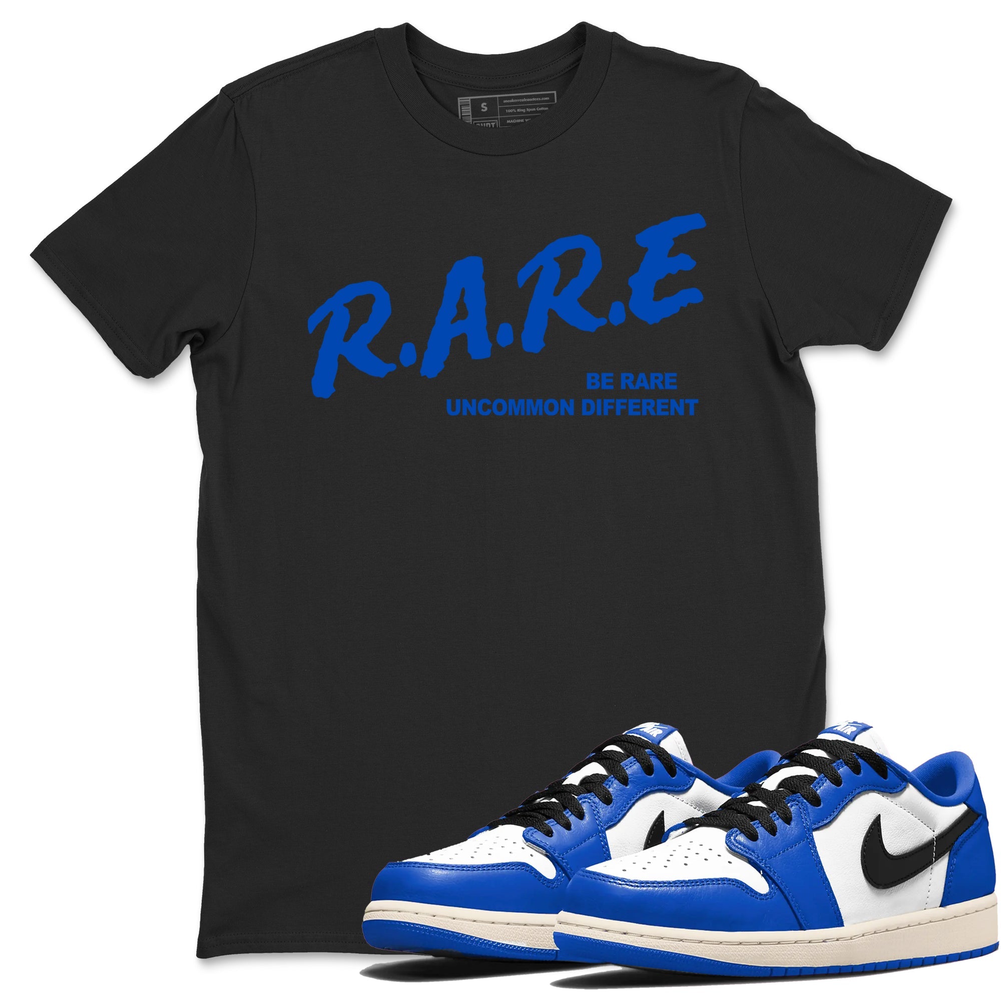 1s Game Royal shirts to match jordans Be Rare Uncommon Different sneaker match tees Air Jordan 1 Game Royal match shoes to clothes Drip Gear Zone unisex cotton Black 1 shirts