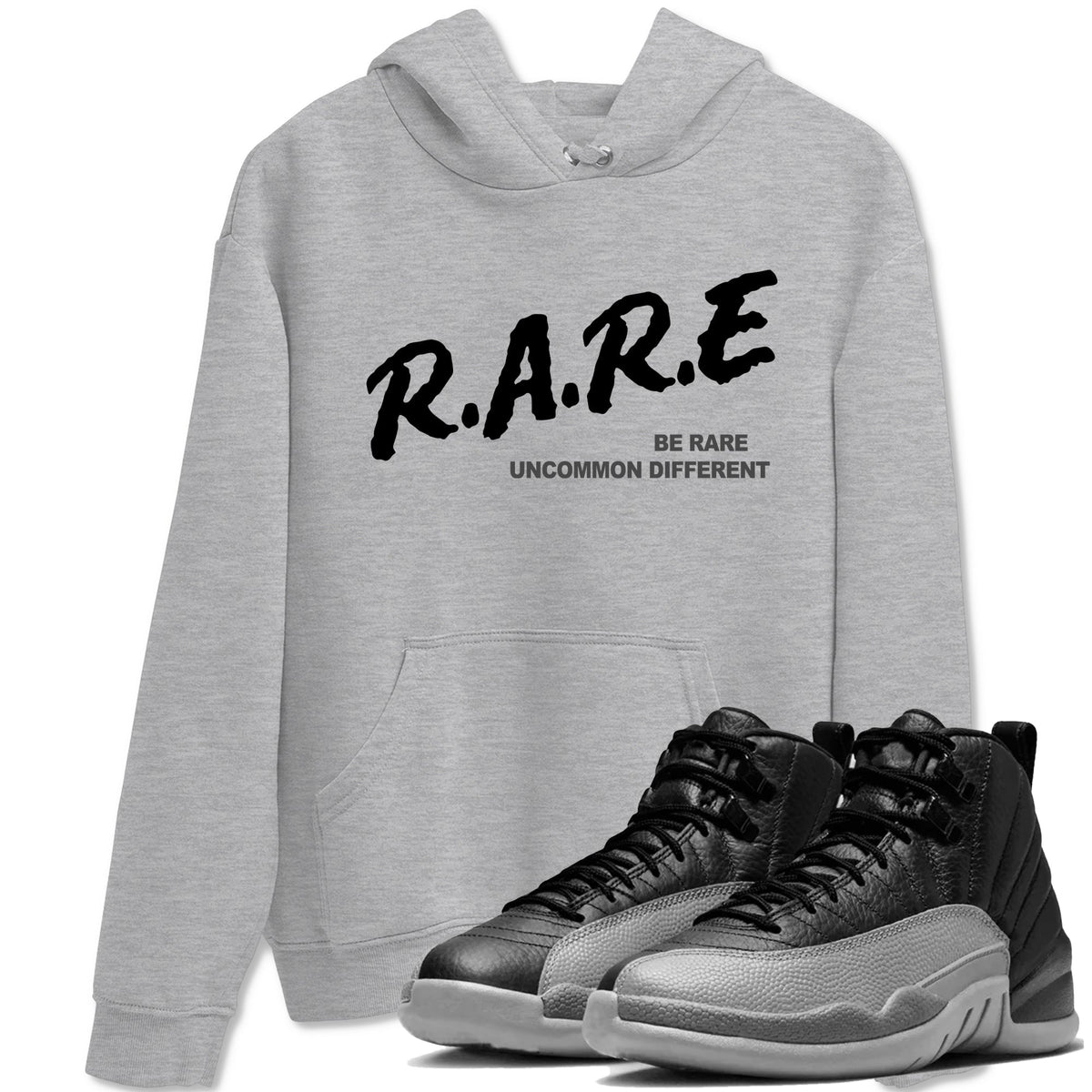 12s Black Wolf Grey shirts to match jordans Be Rare Uncommon Different sneaker match tees Air Jordan 12 Black Wolf Grey match shoes to clothes Drip Gear Zone unisex cotton Heather Grey 1 shirts