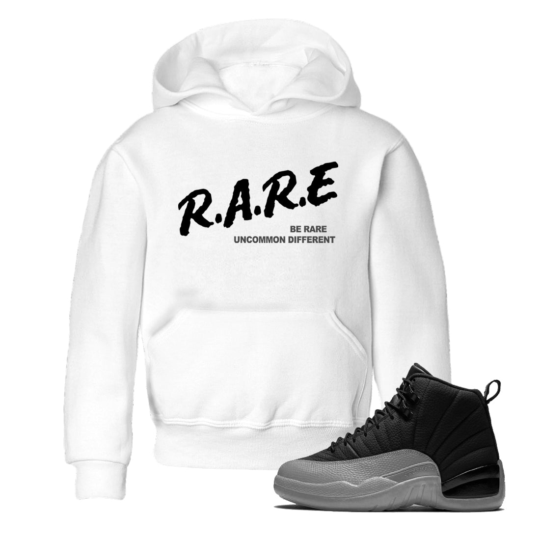 12s Black Wolf Grey shirts to match jordans Be Rare Uncommon Different sneaker match tees Air Jordan 12 Black Wolf Grey match shoes to clothes Drip Gear Zone Youth Baby White 1 tee