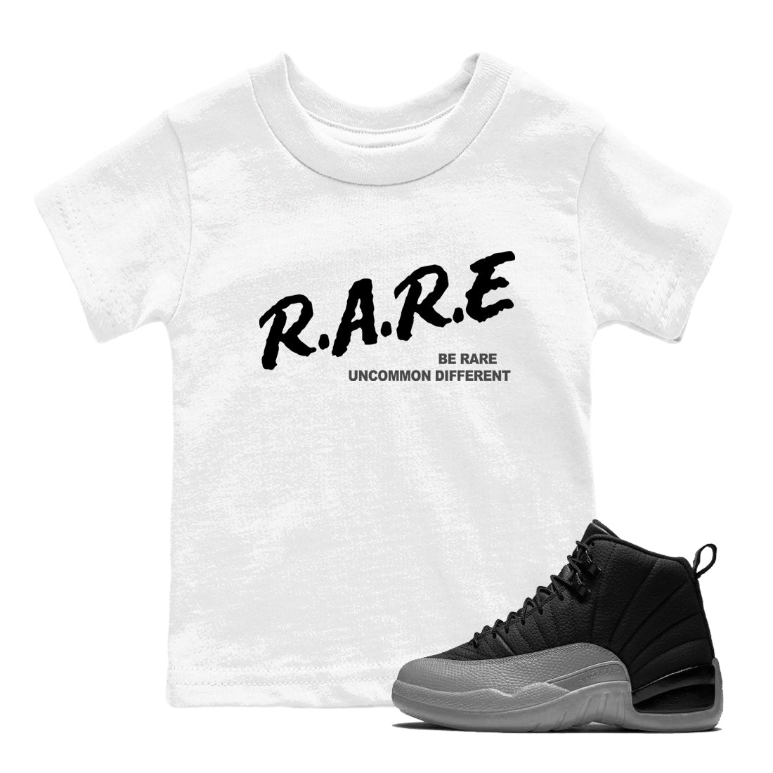 12s Black Wolf Grey shirts to match jordans Be Rare Uncommon Different sneaker match tees Air Jordan 12 Black Wolf Grey match shoes to clothes Drip Gear Zone Youth Baby White 1 tee