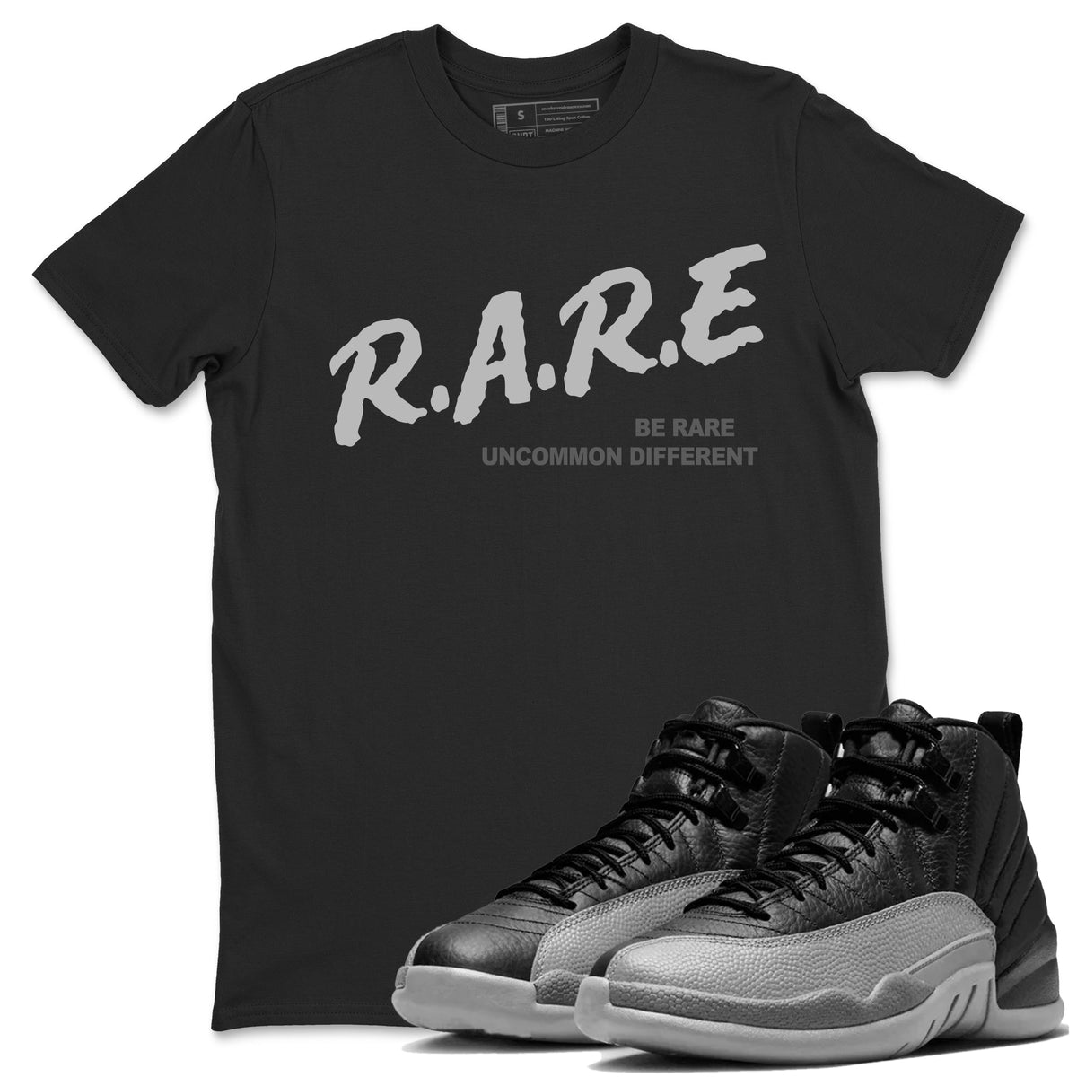 12s Black Wolf Grey shirts to match jordans Be Rare Uncommon Different sneaker match tees Air Jordan 12 Black Wolf Grey match shoes to clothes Drip Gear Zone unisex cotton Black 1 shirts