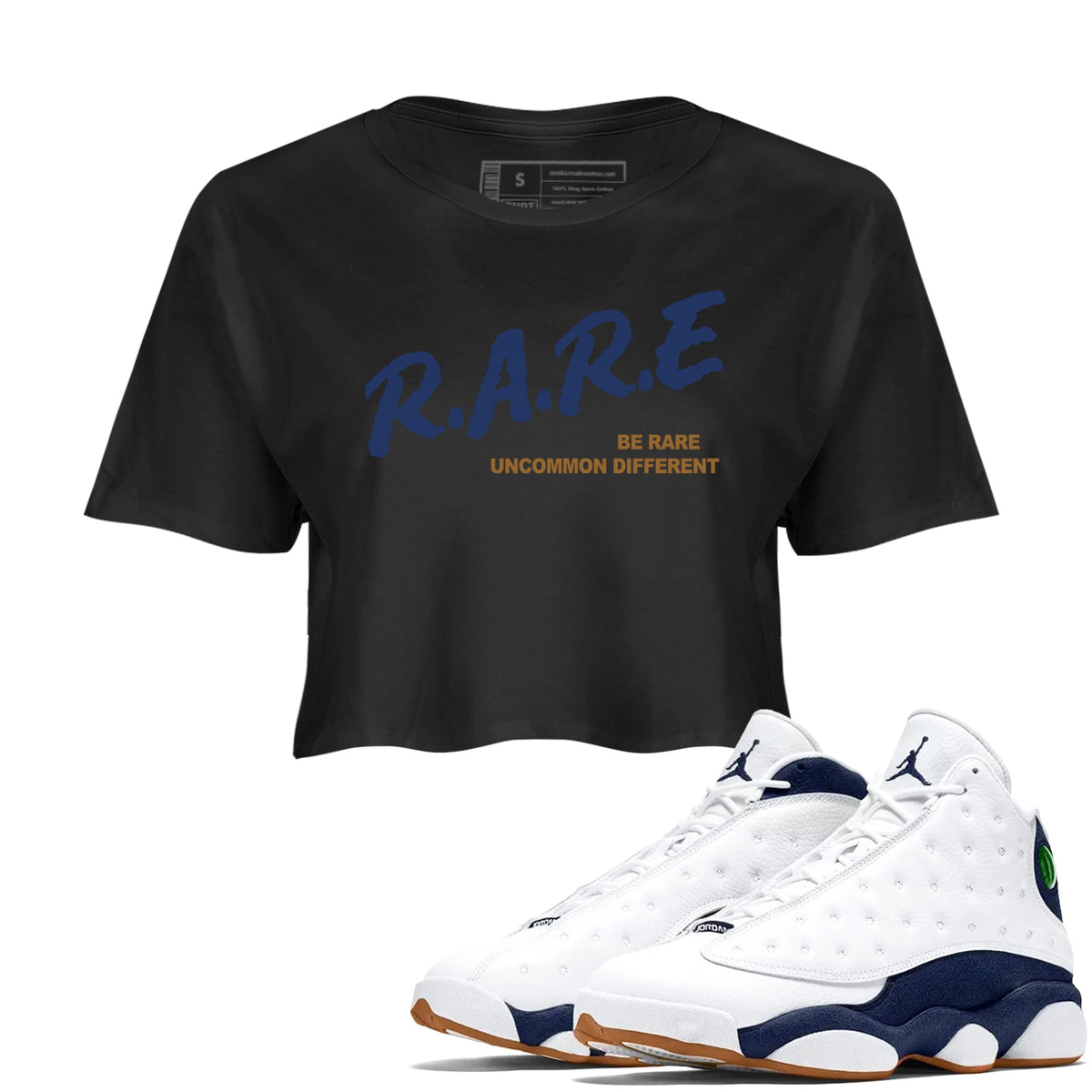 13s Midnight Navy shirts to match jordans Be Rare Uncommon Different sneaker match tees Air Jordan 13 Midnight Navy match shoes to clothes Drip Gear Zone unisex cotton Black 1 crop tee