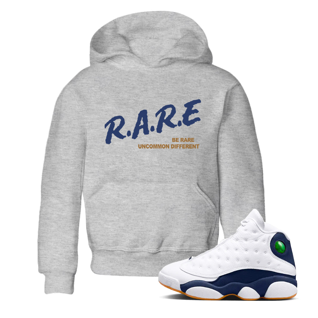 13s Midnight Navy shirts to match jordans Be Rare Uncommon Different sneaker match tees Air Jordan 13 Midnight Navy match shoes to clothes Drip Gear Zone Youth Baby Heather Grey 1 tee