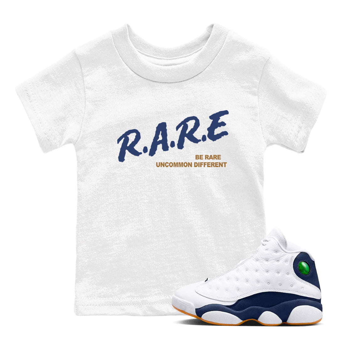 13s Midnight Navy shirts to match jordans Be Rare Uncommon Different sneaker match tees Air Jordan 13 Midnight Navy match shoes to clothes Drip Gear Zone Youth Baby White 1 tee