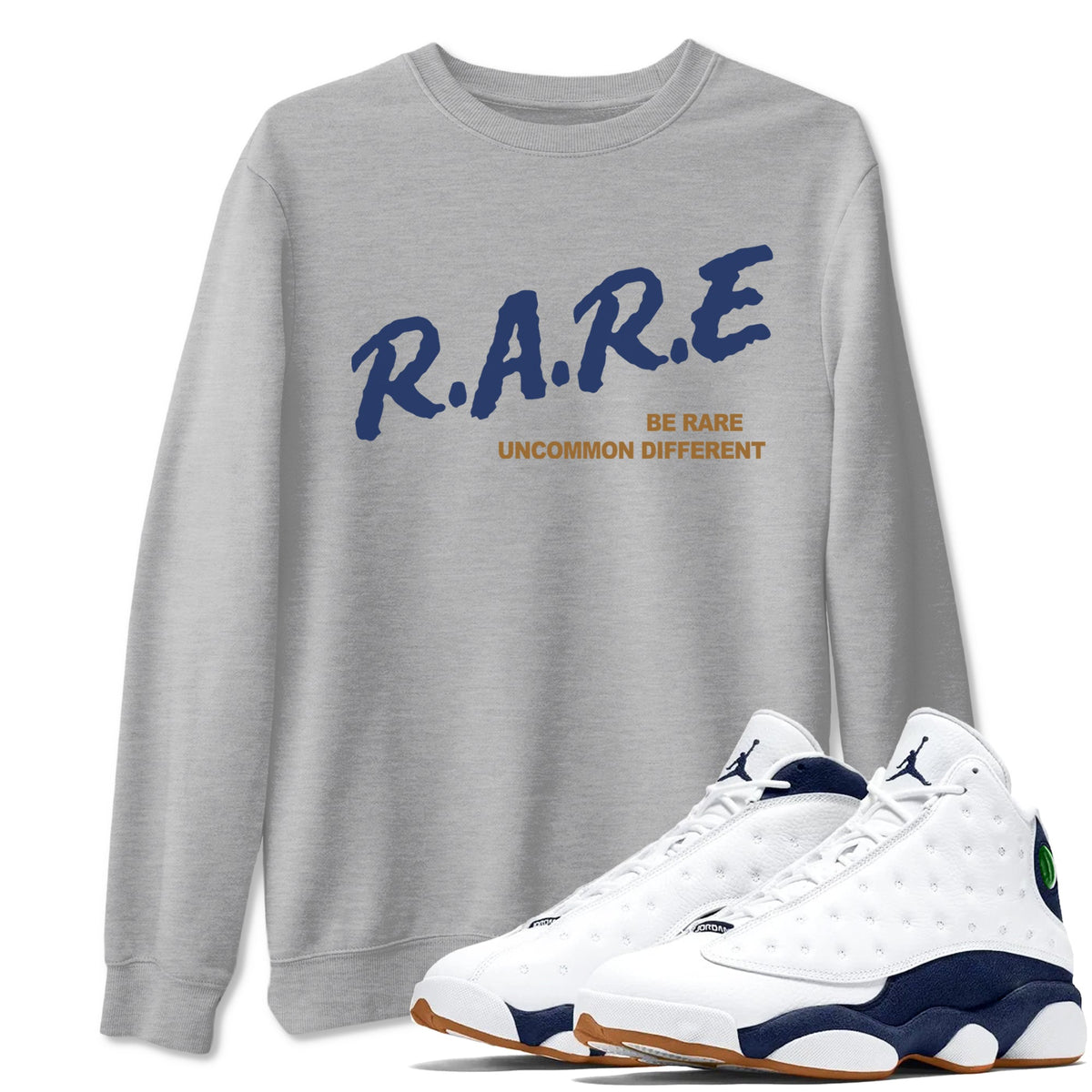 13s Midnight Navy shirts to match jordans Be Rare Uncommon Different sneaker match tees Air Jordan 13 Midnight Navy match shoes to clothes Drip Gear Zone unisex cotton Heather Grey 1 shirts