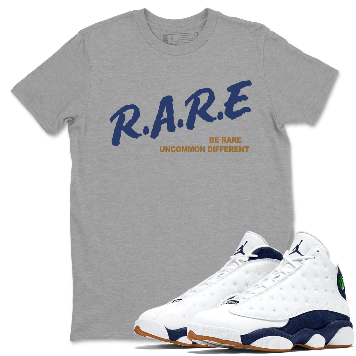 13s Midnight Navy shirts to match jordans Be Rare Uncommon Different sneaker match tees Air Jordan 13 Midnight Navy match shoes to clothes Drip Gear Zone unisex cotton Heather Grey 1 shirts