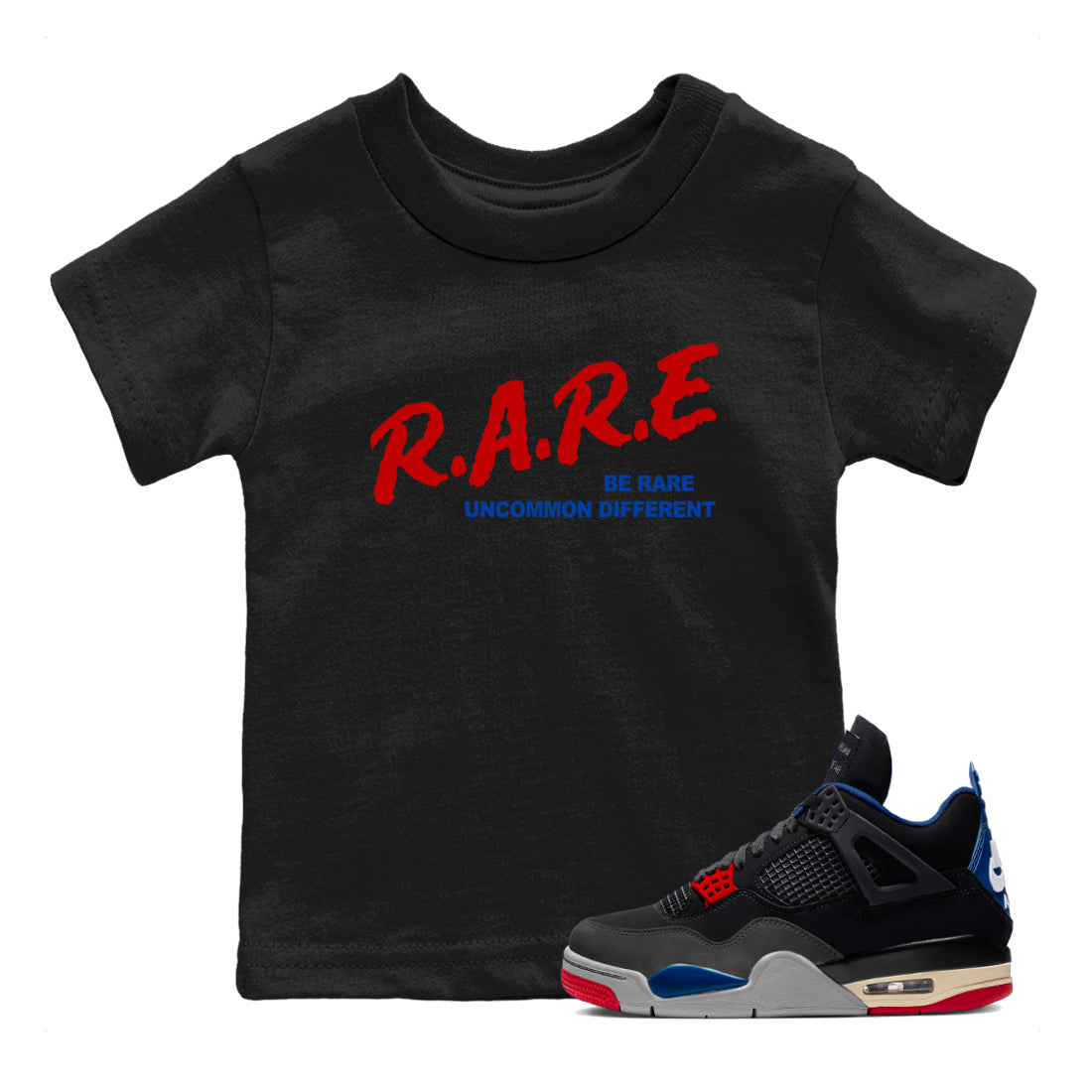 4s Rare Air shirts to match jordans Be Rare Uncommon Different sneaker match tees Air Jordan 4 Rare Air match shoes to clothes Drip Gear Zone Youth Baby Black 1 tee