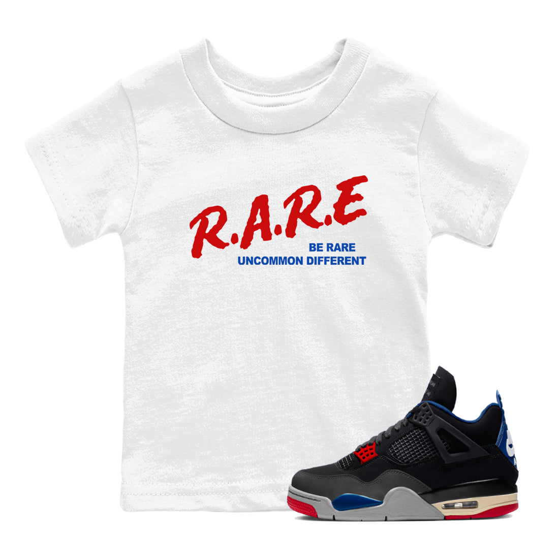 4s Rare Air shirts to match jordans Be Rare Uncommon Different sneaker match tees Air Jordan 4 Rare Air match shoes to clothes Drip Gear Zone Youth Baby White 1 tee