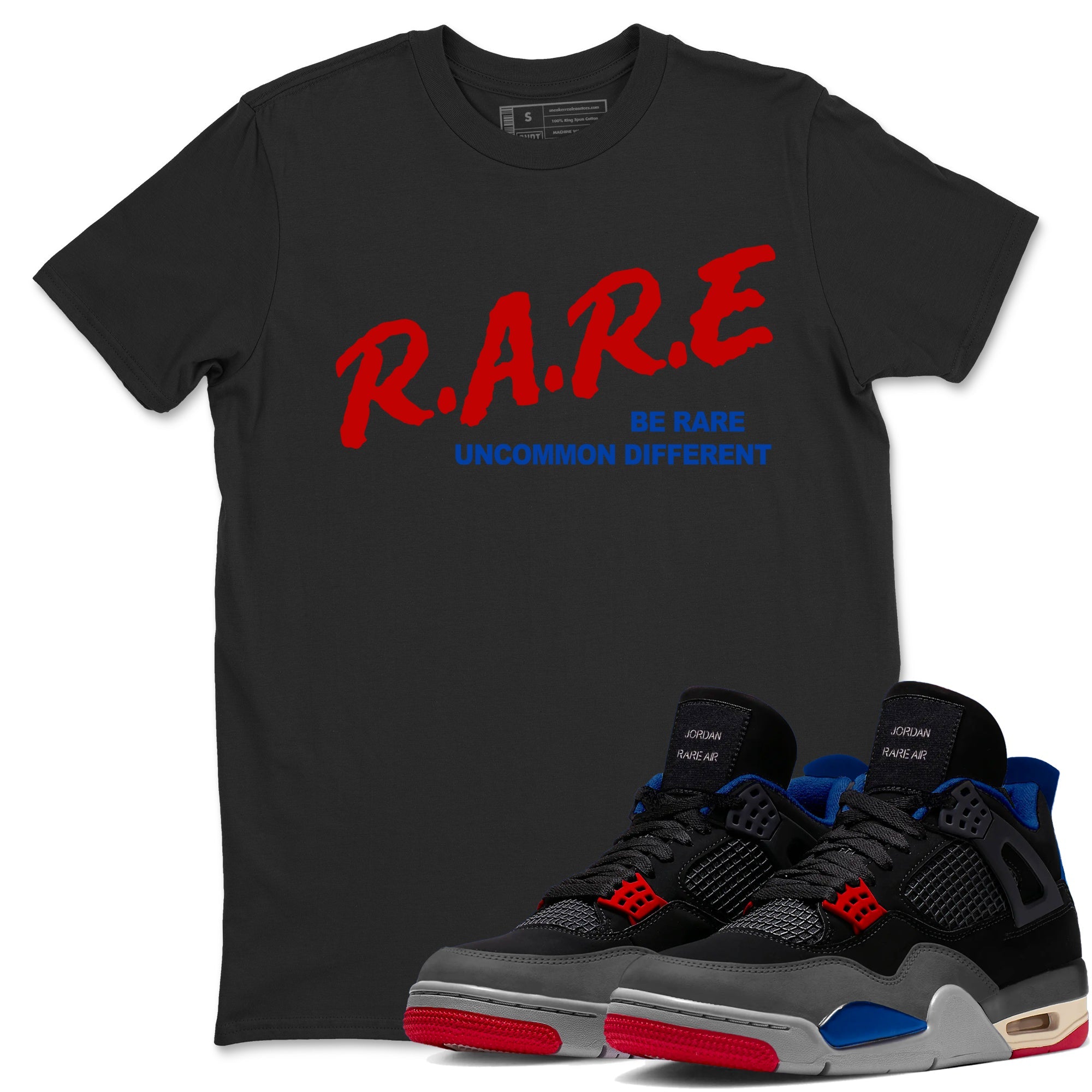 4s Rare Air shirts to match jordans Be Rare Uncommon Different sneaker match tees Air Jordan 4 Rare Air match shoes to clothes Drip Gear Zone unisex cotton Black 1 shirts