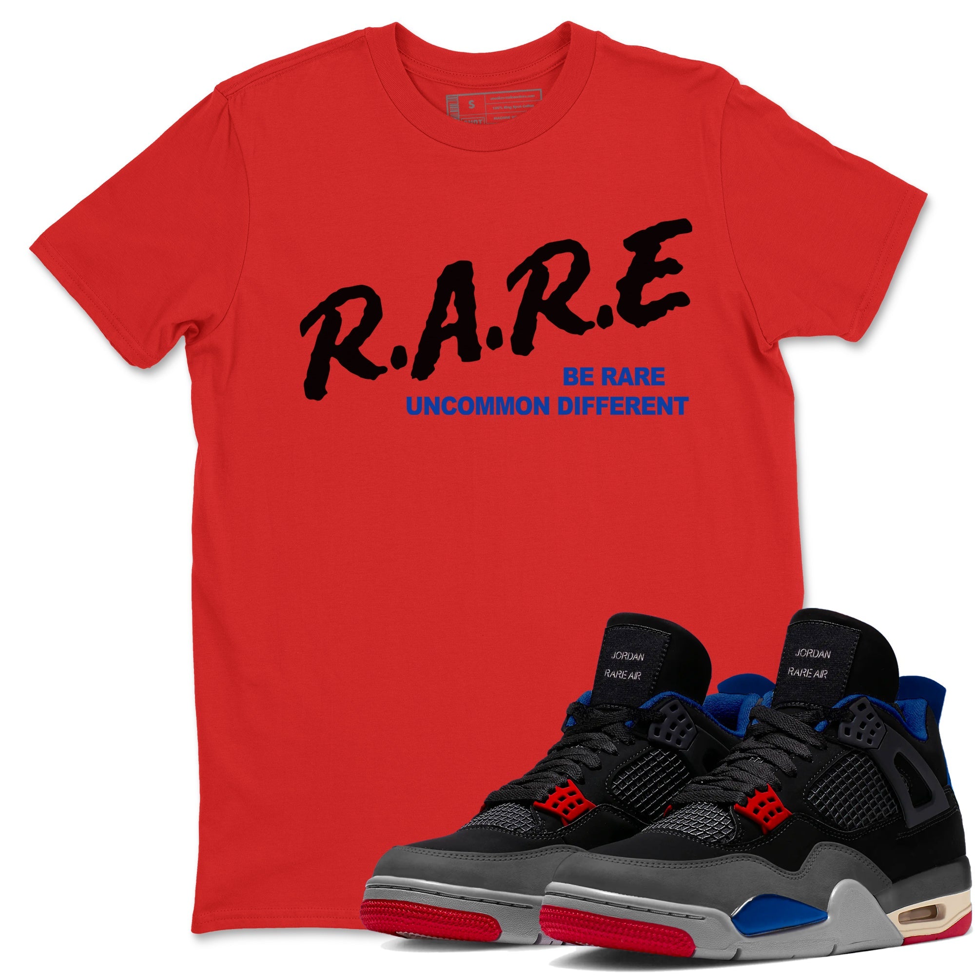 4s Rare Air shirts to match jordans Be Rare Uncommon Different sneaker match tees Air Jordan 4 Rare Air match shoes to clothes Drip Gear Zone unisex cotton Red 1 shirts
