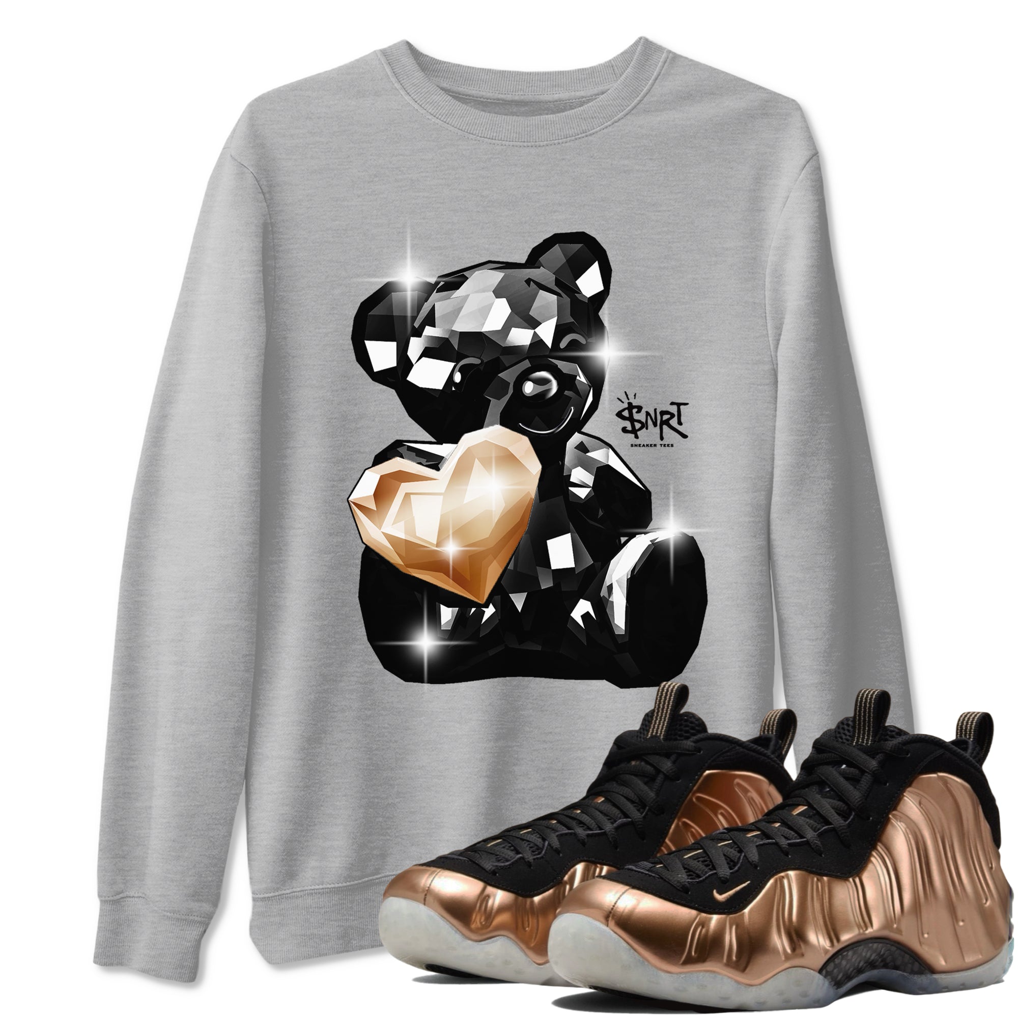 Foams One Metallic Copper shirts to match jordans Bear Germs sneaker match tees Air Foamposite One Metallic Copper match shoes to clothes Drip Gear Zone unisex cotton Heather Grey 1 shirts